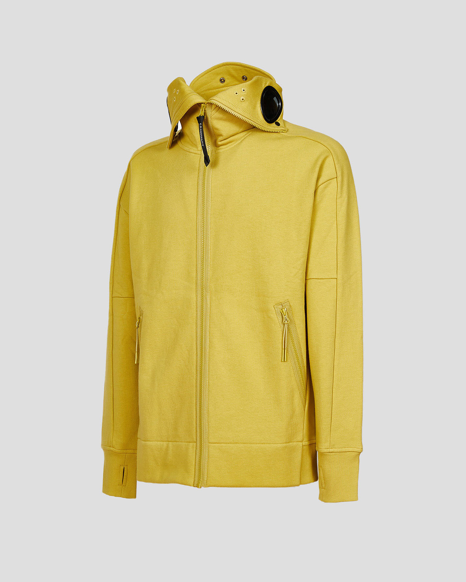 diagonal raised fleece zipped goggle hoodie