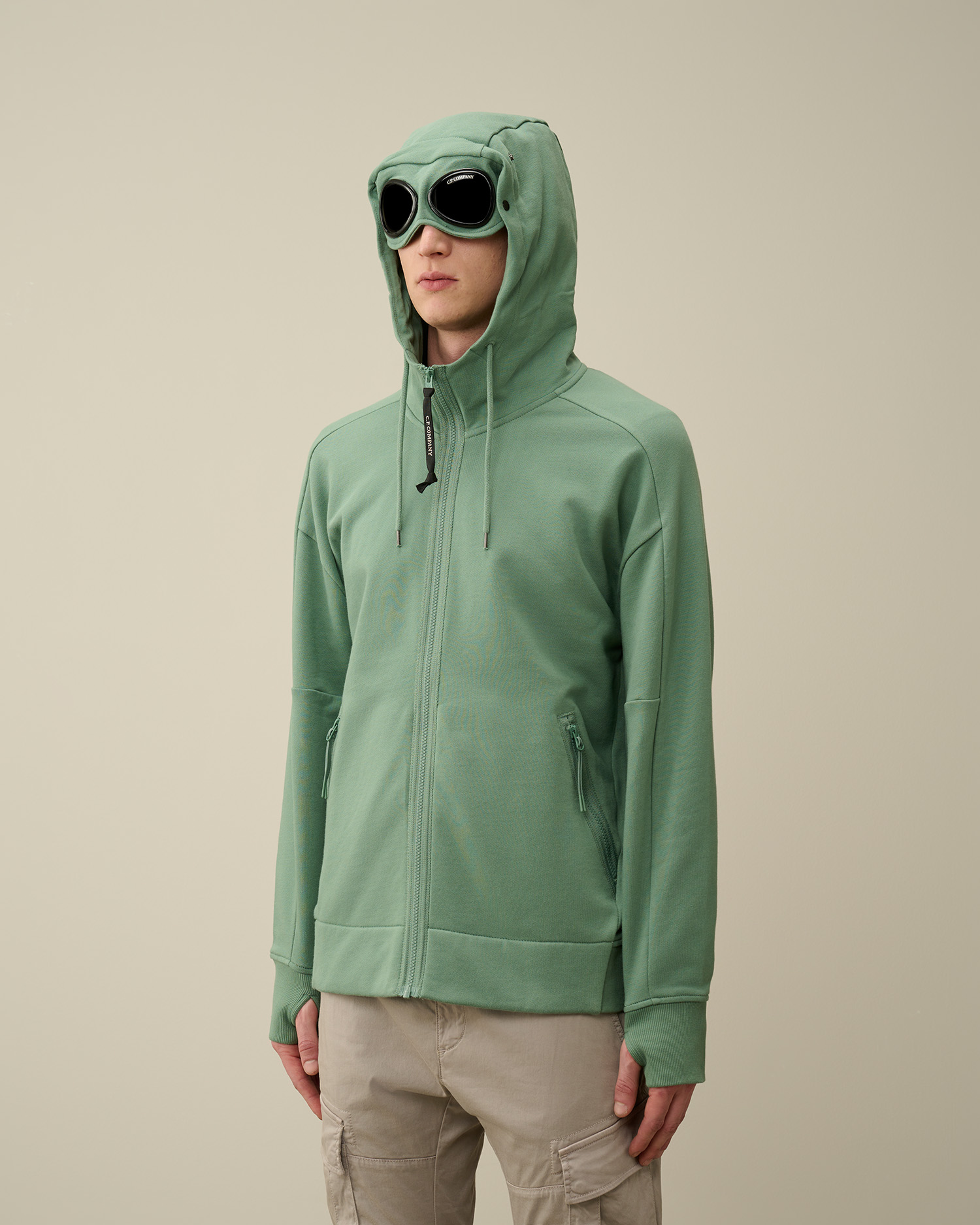 Diagonal Raised Fleece Goggle Zipped Hoodie CPC FR Online Store