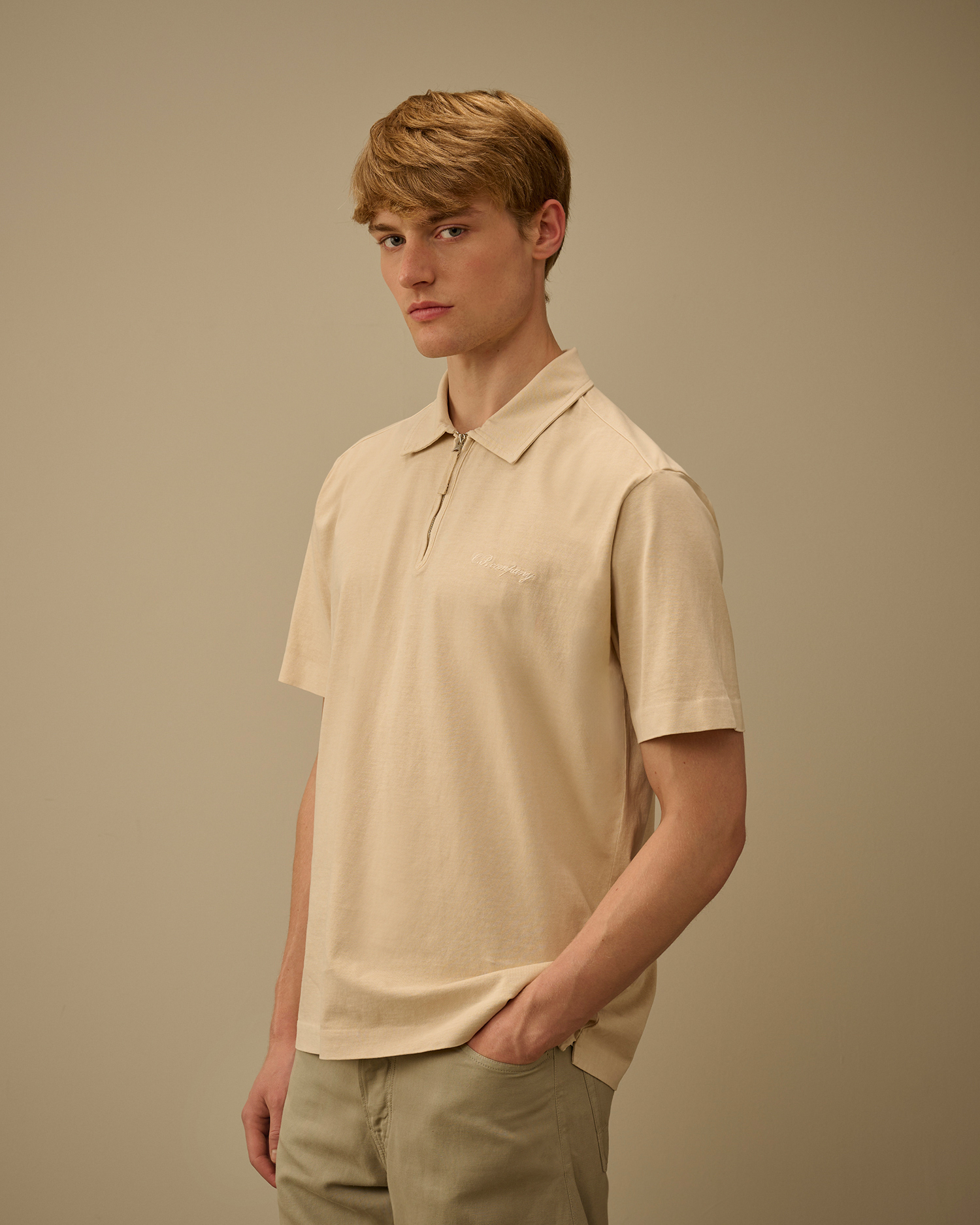 White 1020 Jersey Short Sleeve Half Zip Polo | CPC USCA Online Store
