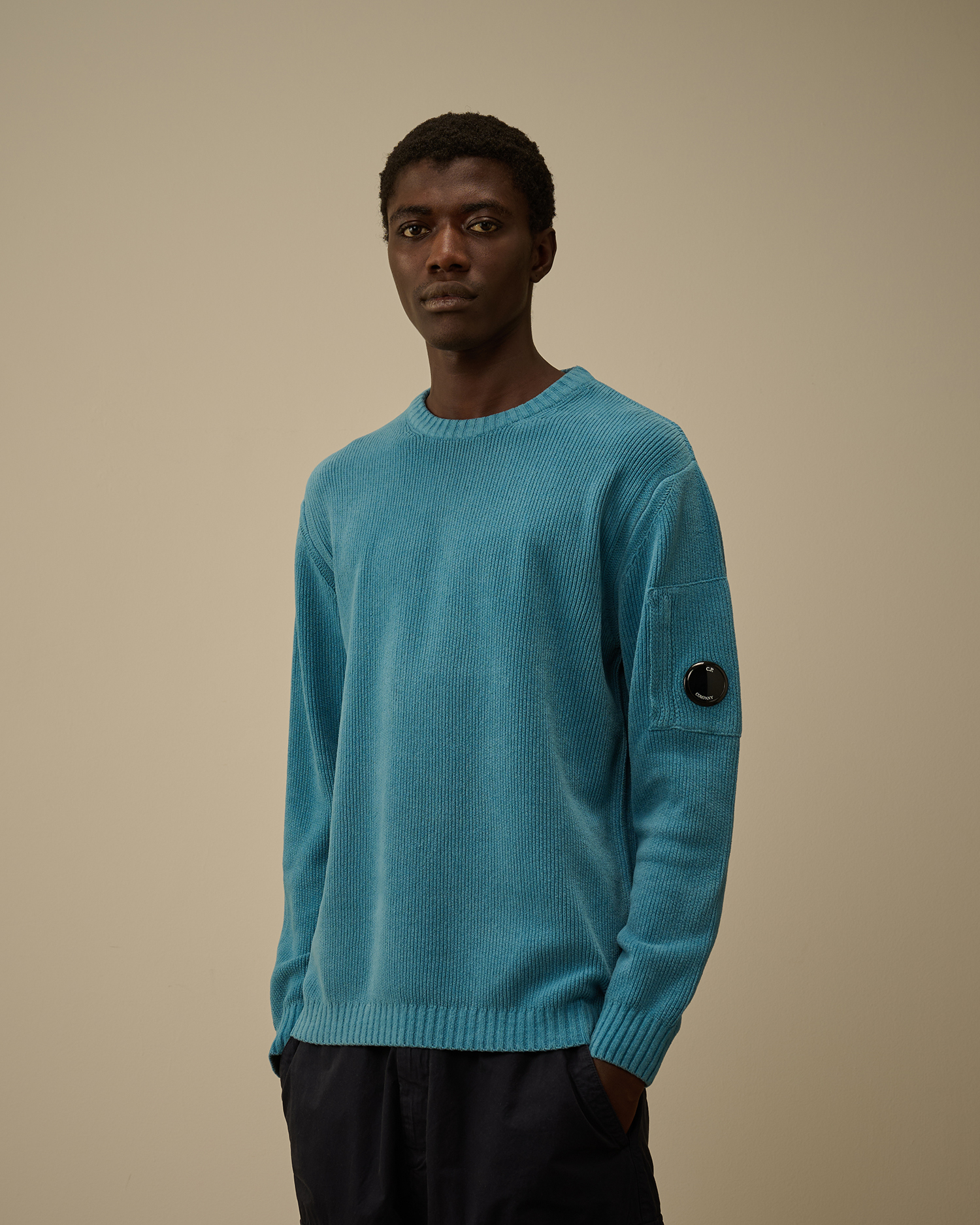 Light-blue Cotton Chenille Crewneck Sweater | CPC JP Online Store