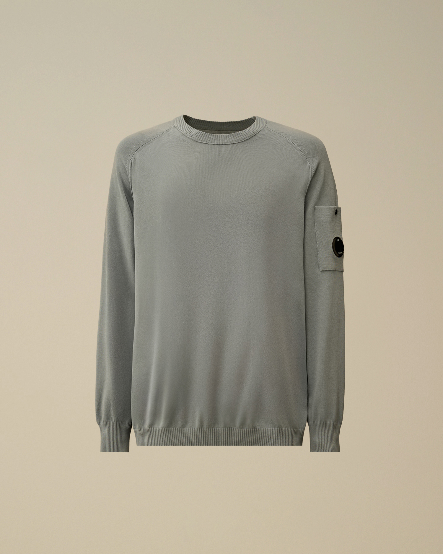 Light-blue Cotton Crepe Crewneck Lens Sweater | CPC USCA Online Store