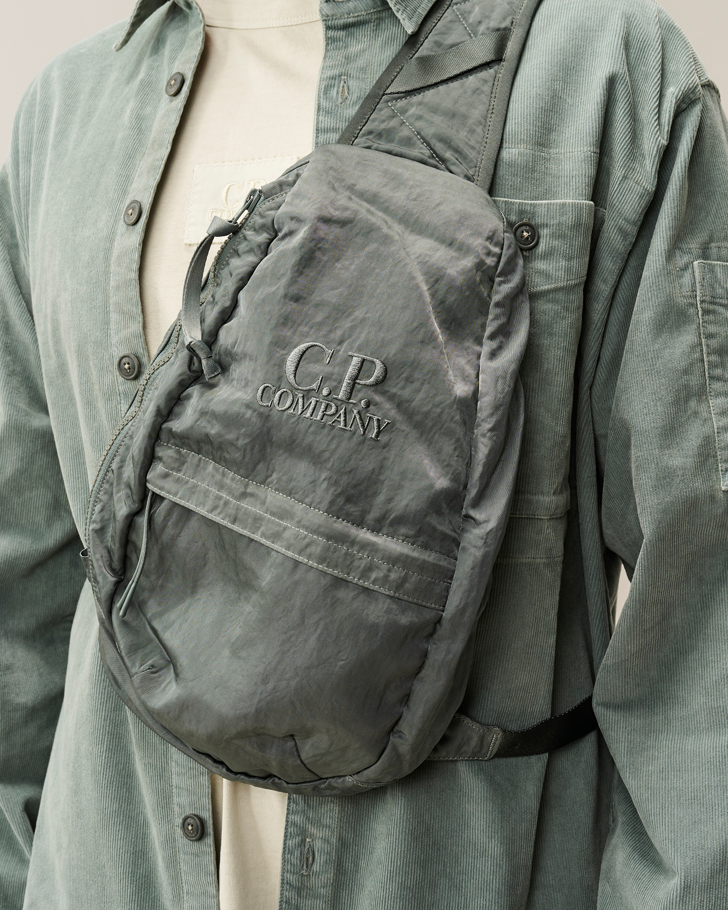 Grey Nylon B Lens Crossbody Bag | CPC JP Online Store