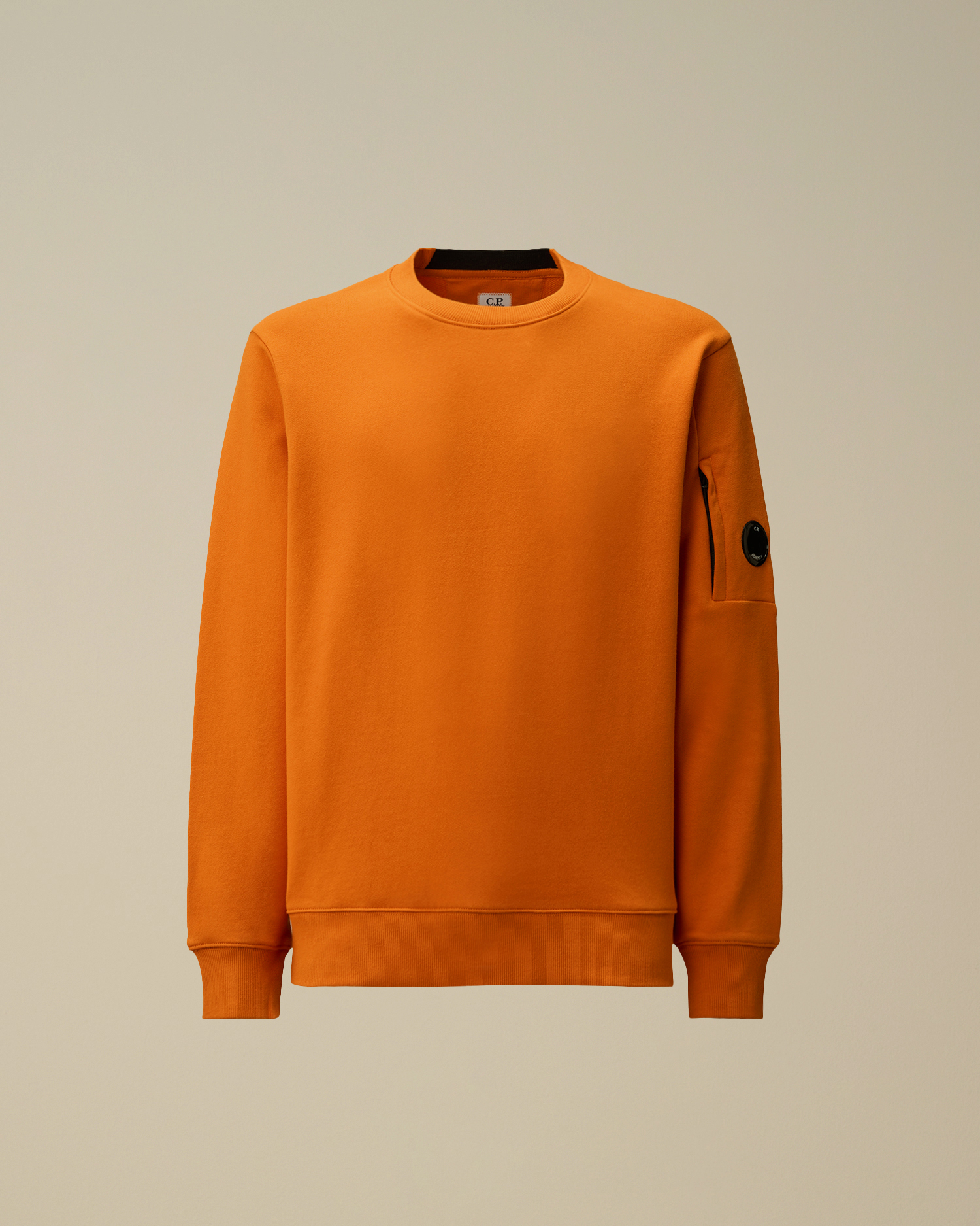 Orange Diagonal Raised Fleece Crewneck Lens Sweatshirt | CPC FR