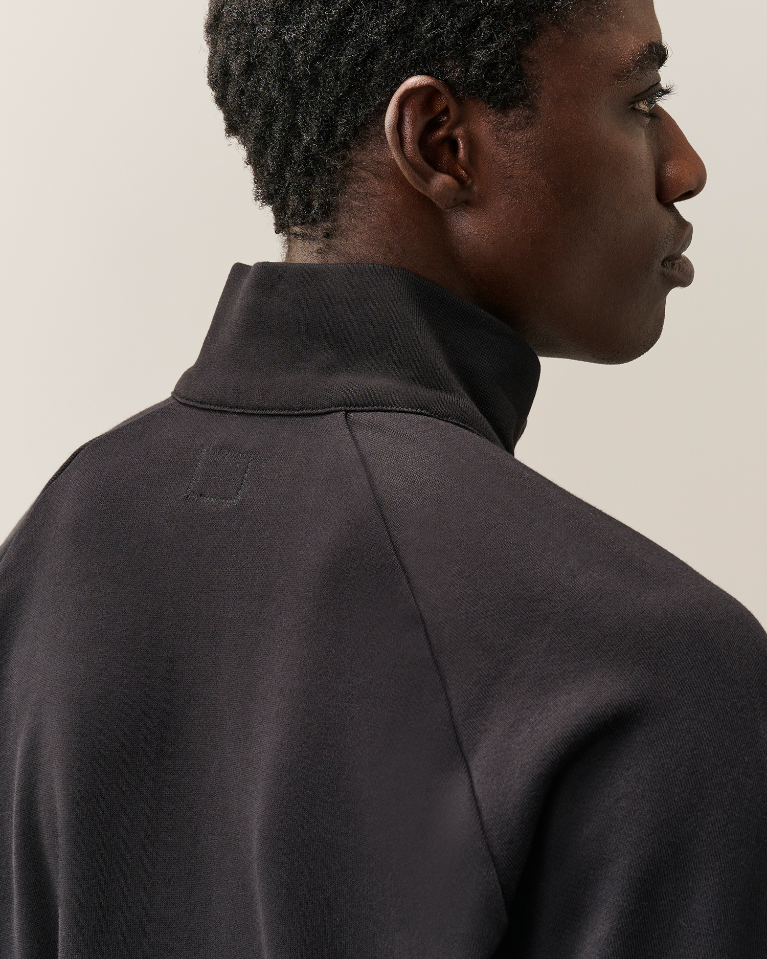 Black Diagonal Raised Fleece Lens Half Zip Sweatshirt | CPC JP