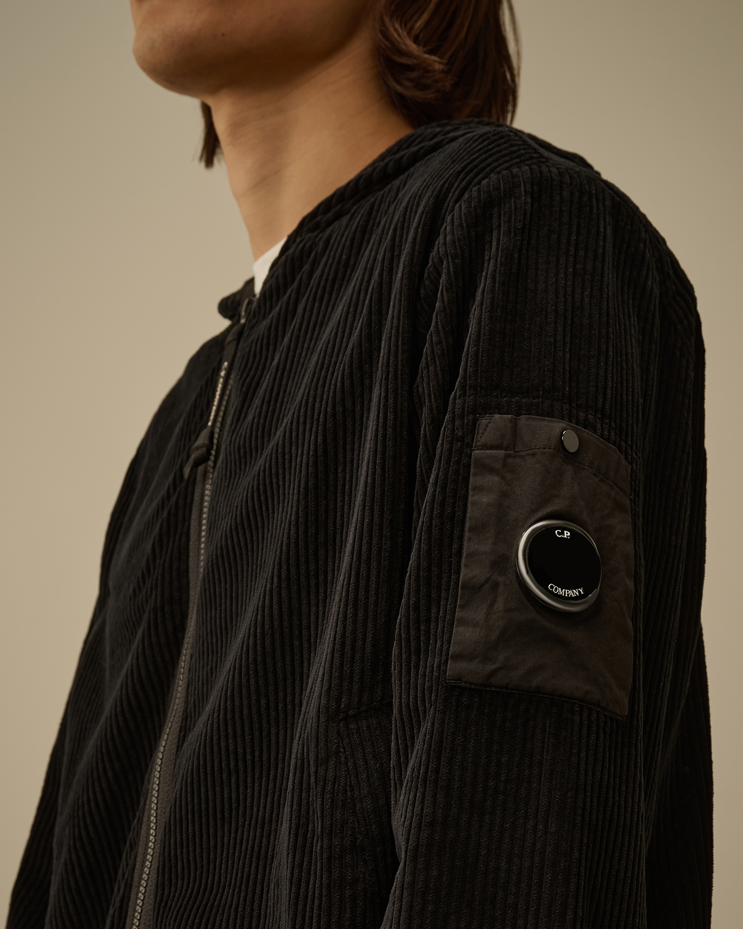 Black Corduroy 350 Full Zip Hooded Sweatshirt | CPC JP Online Store