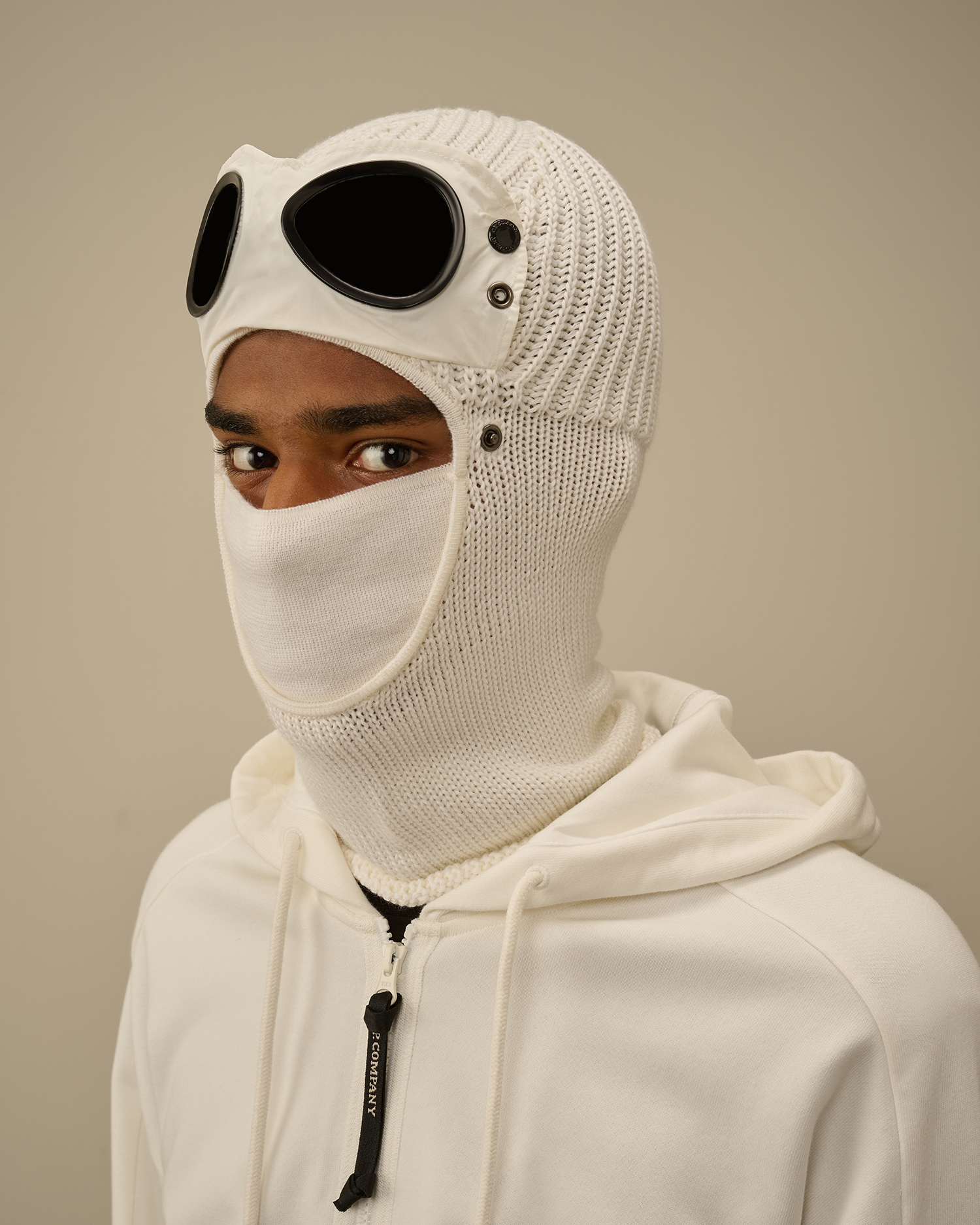 White Extrafine Merino Wool Goggle Balaclava | CPC USCA Online Store
