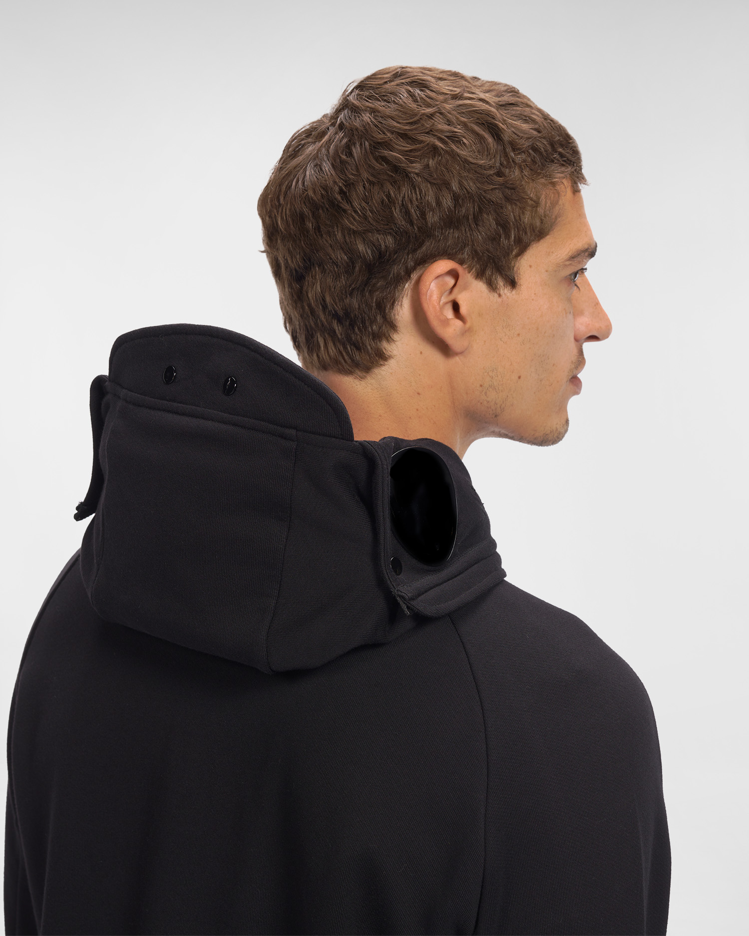 diagonal raised fleece zipped goggle hoodie