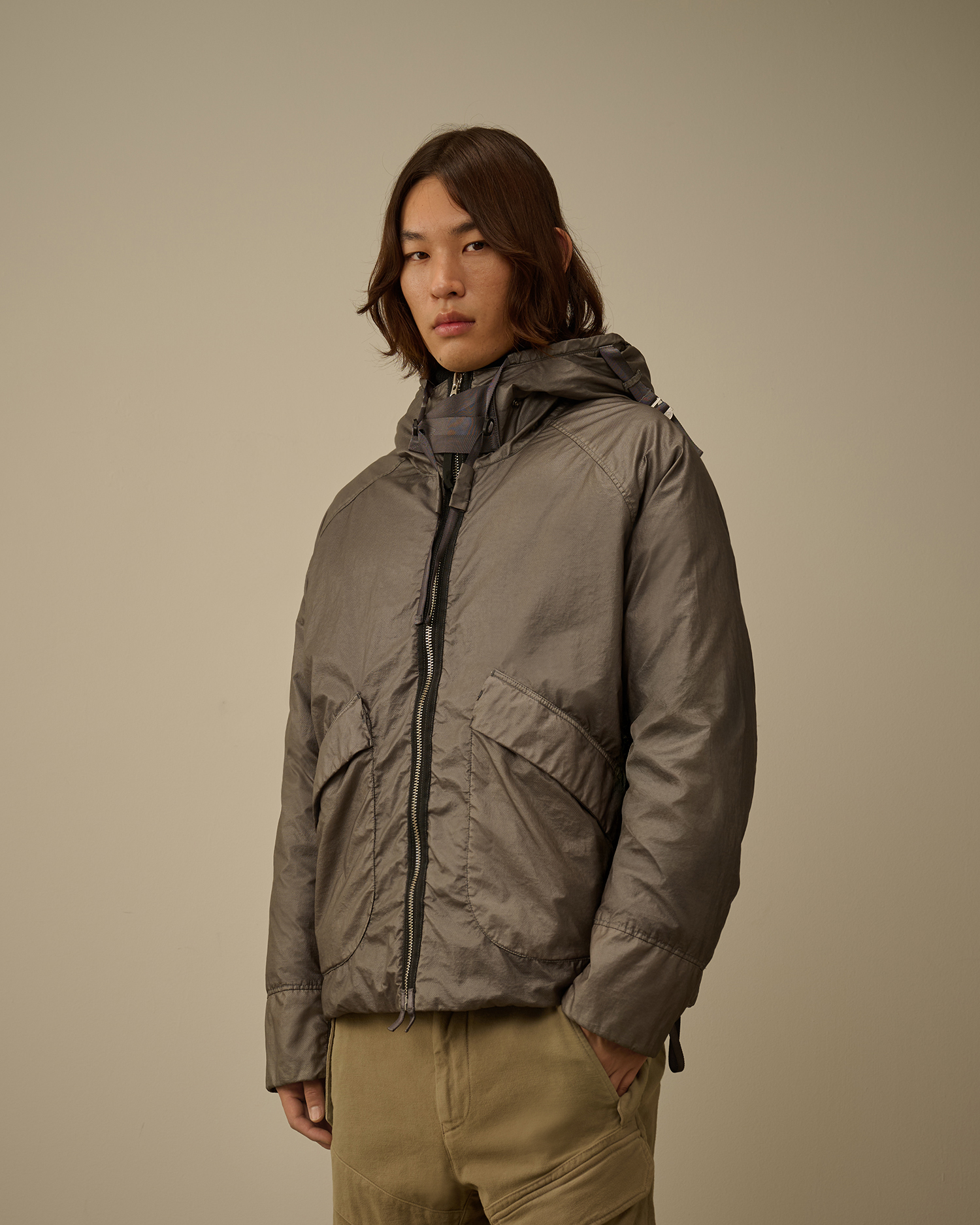 【C. P. COMPANY】 GOGGLE DOWN JACKET Grey Opal Goggle Down Jacket | CPC USCA Online Store
