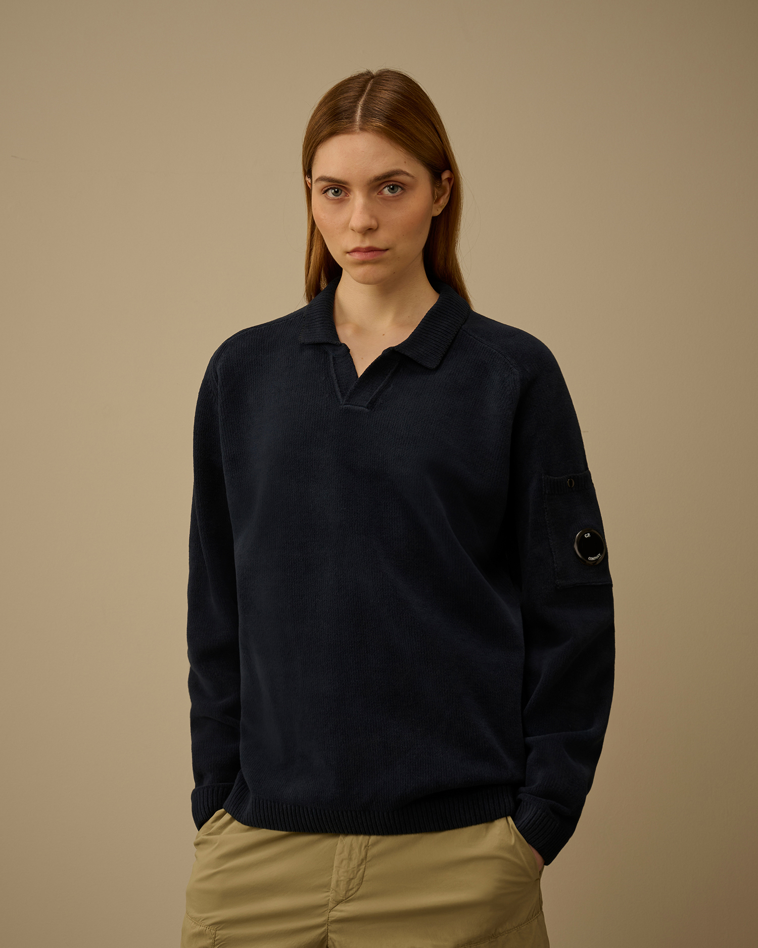 Blue Cotton Chenille Polo Lens Sweater | CPC UK Online Store