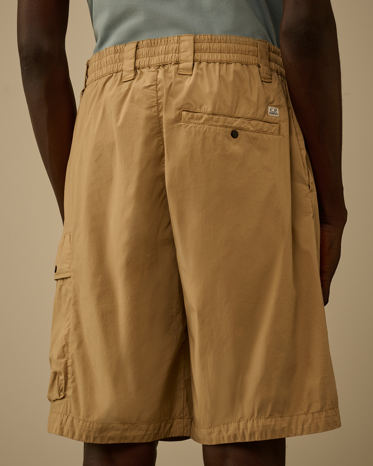 Beige 50 Fili Stretch Loose Lens Cargo Shorts | CPC USCA Online Store