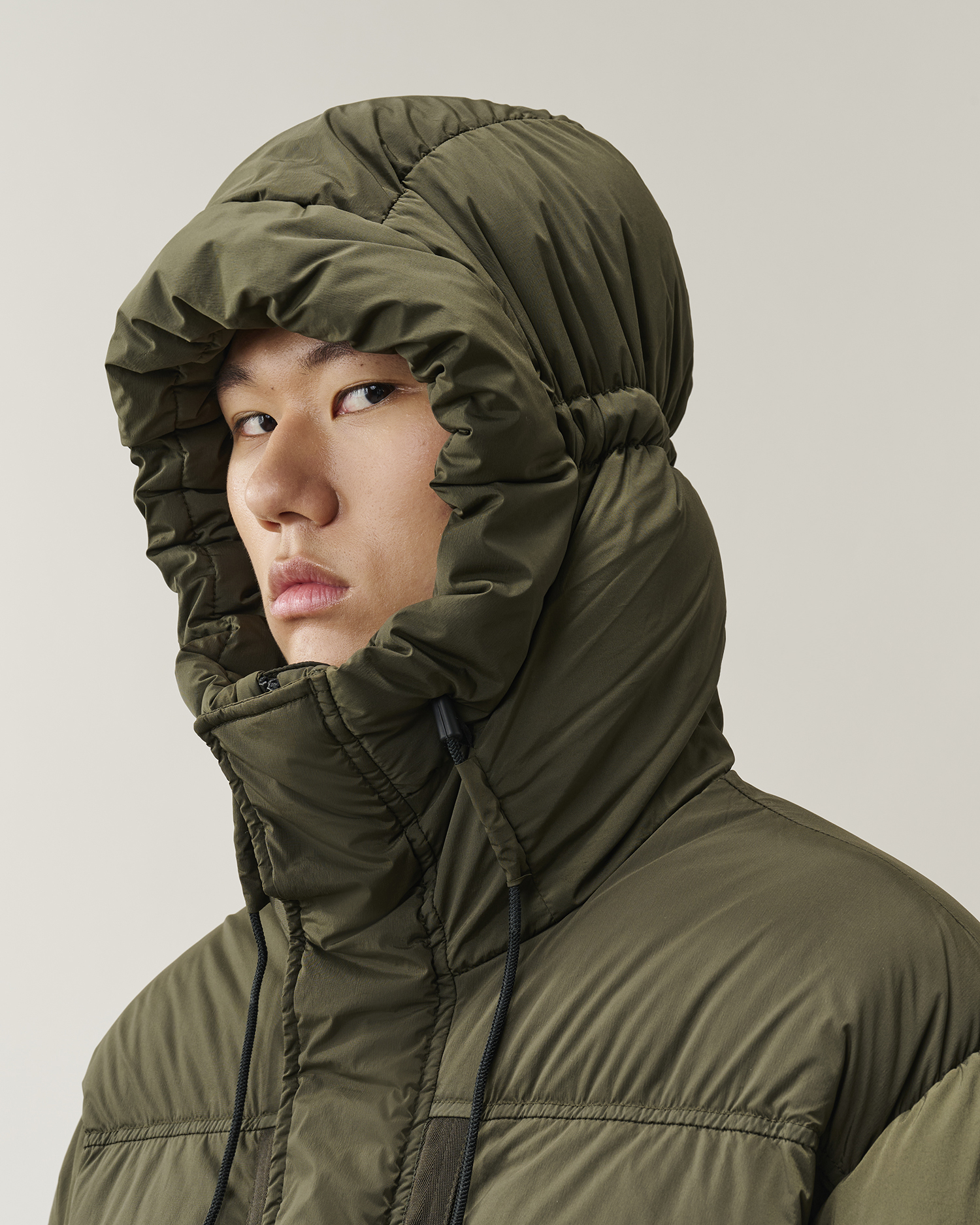Green Nycra-R Lens Long Hooded Down Jacket | CPC USCA Online Store