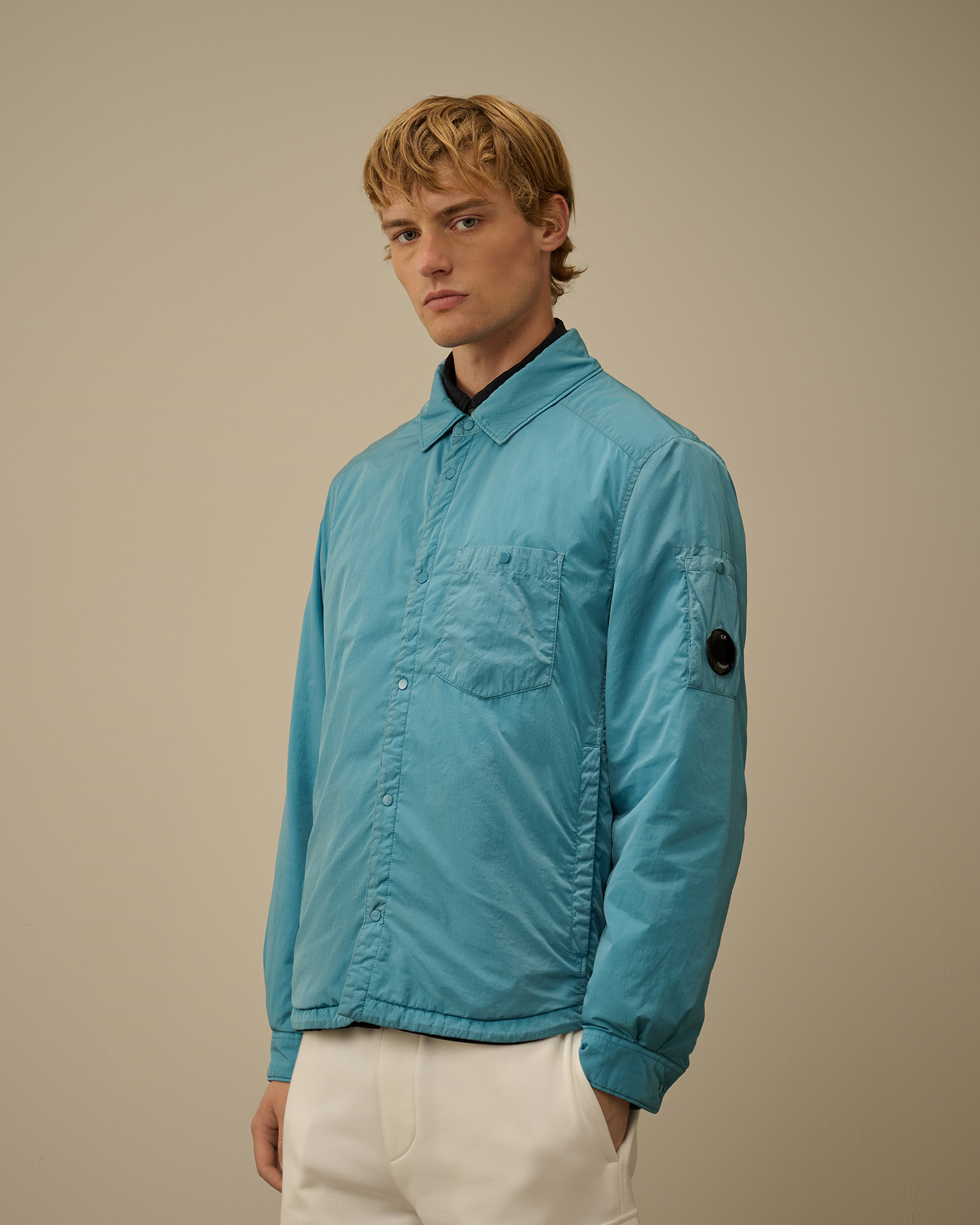 ジャケット・アウター CHROME-R LENS BUTTON OVERSHIRT C.P. Company Men's Chrome-R Lens Overshirt Flint Stone Blue – West NYC