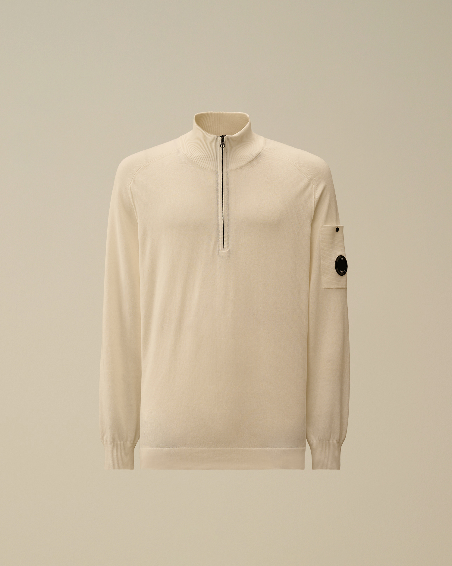 White Cotton Crepe Half Zip Sweater | CPC ROW Online Store