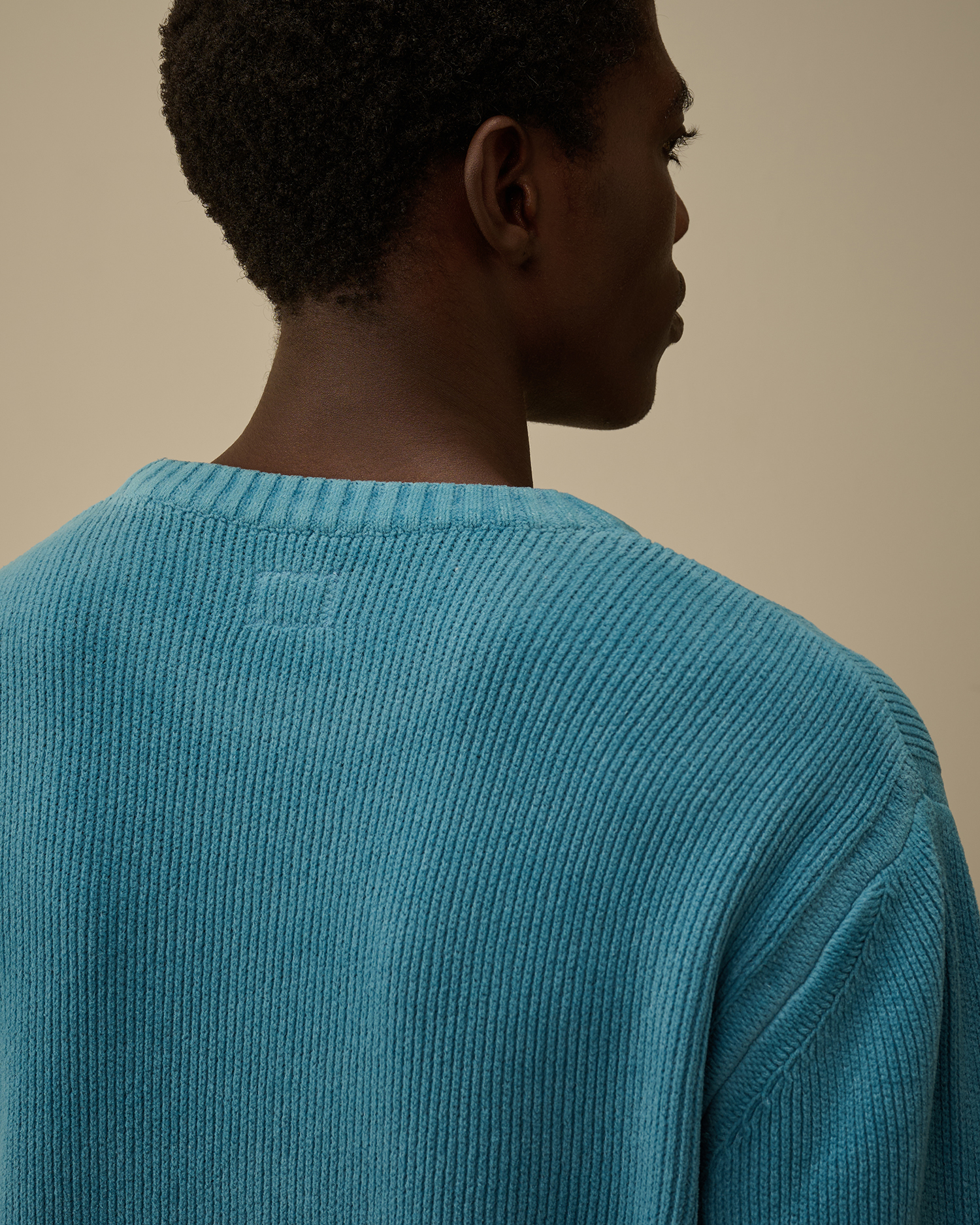 Light-blue Cotton Chenille Crewneck Sweater | CPC JP Online Store