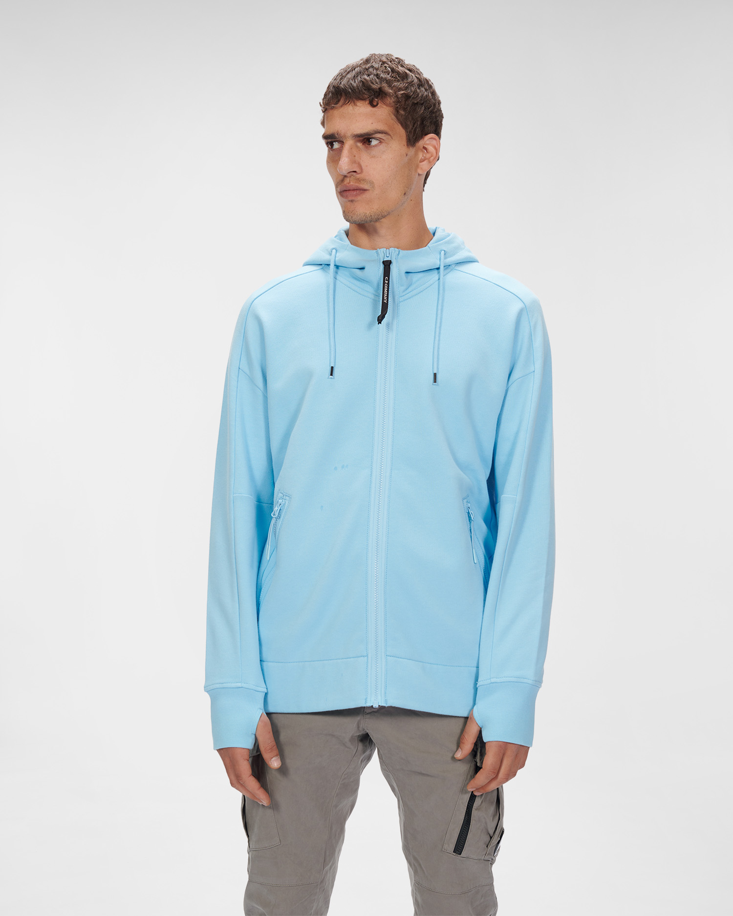 cp company hoodie light blue