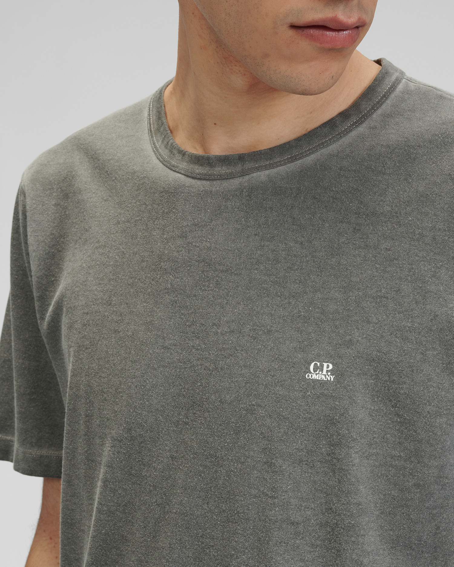 I C E Garment Dyed Logo T Shirt C P Company Online Store