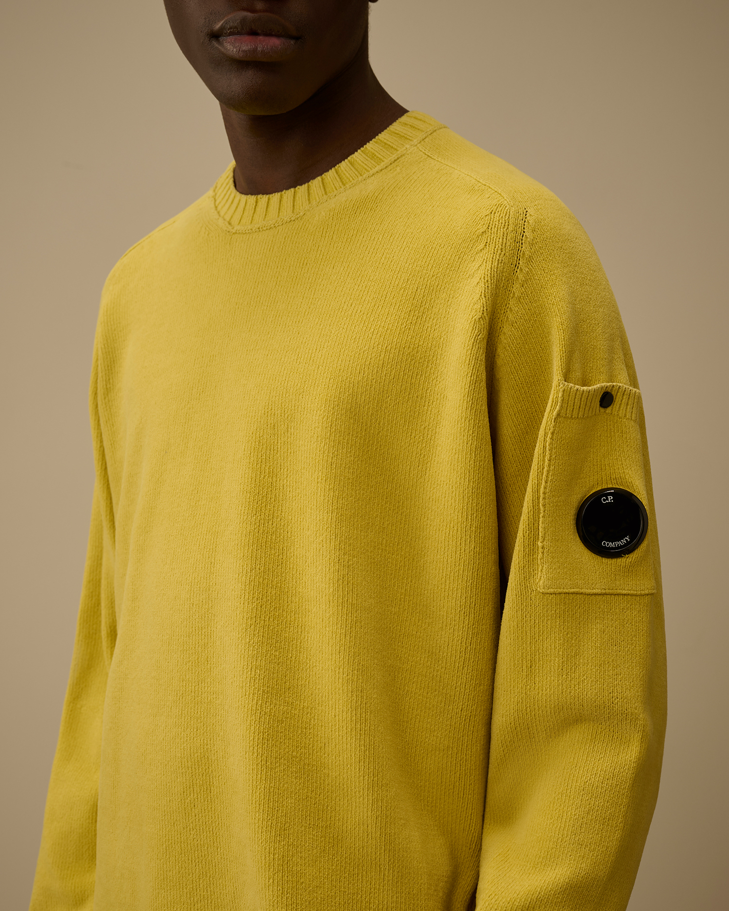 Yellow Cotton Chenille Crewneck Lens Sweater | CPC ROW Online Store
