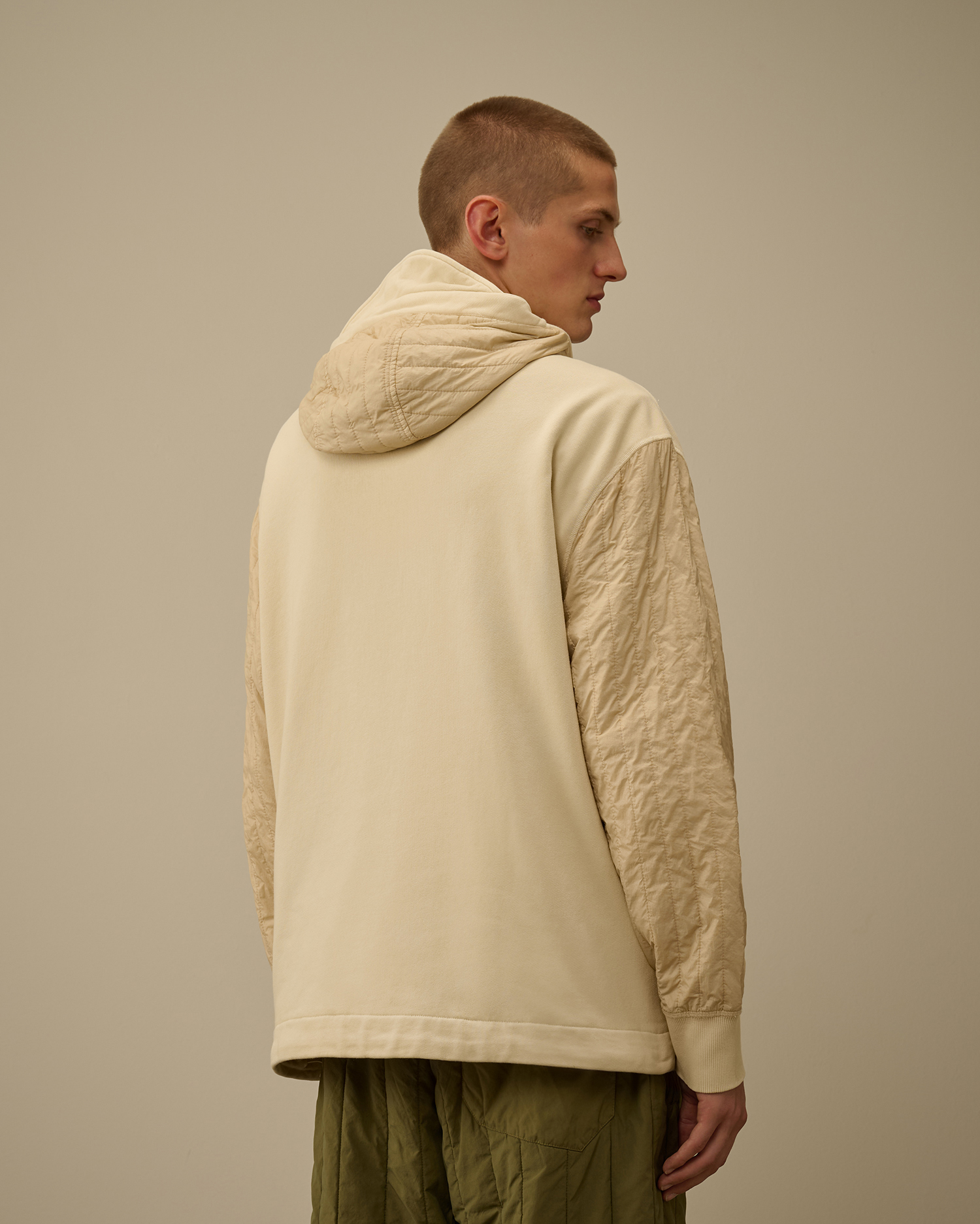 Diagonal Raised Fleece Mixed Full Zip Hooded Sweatshirt | CPC USCA