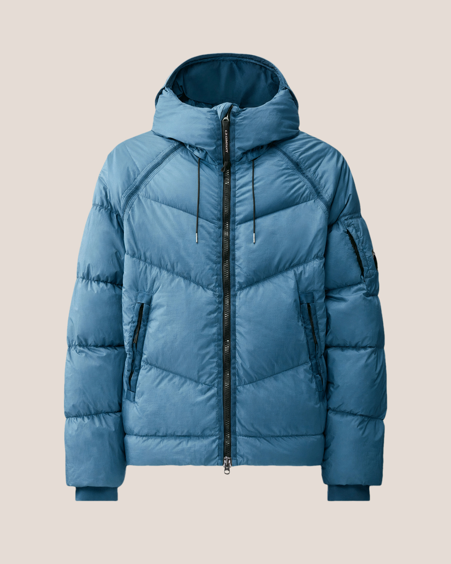 Blue Down Shield Lens Hooded Puffer | CPC JP Online Store