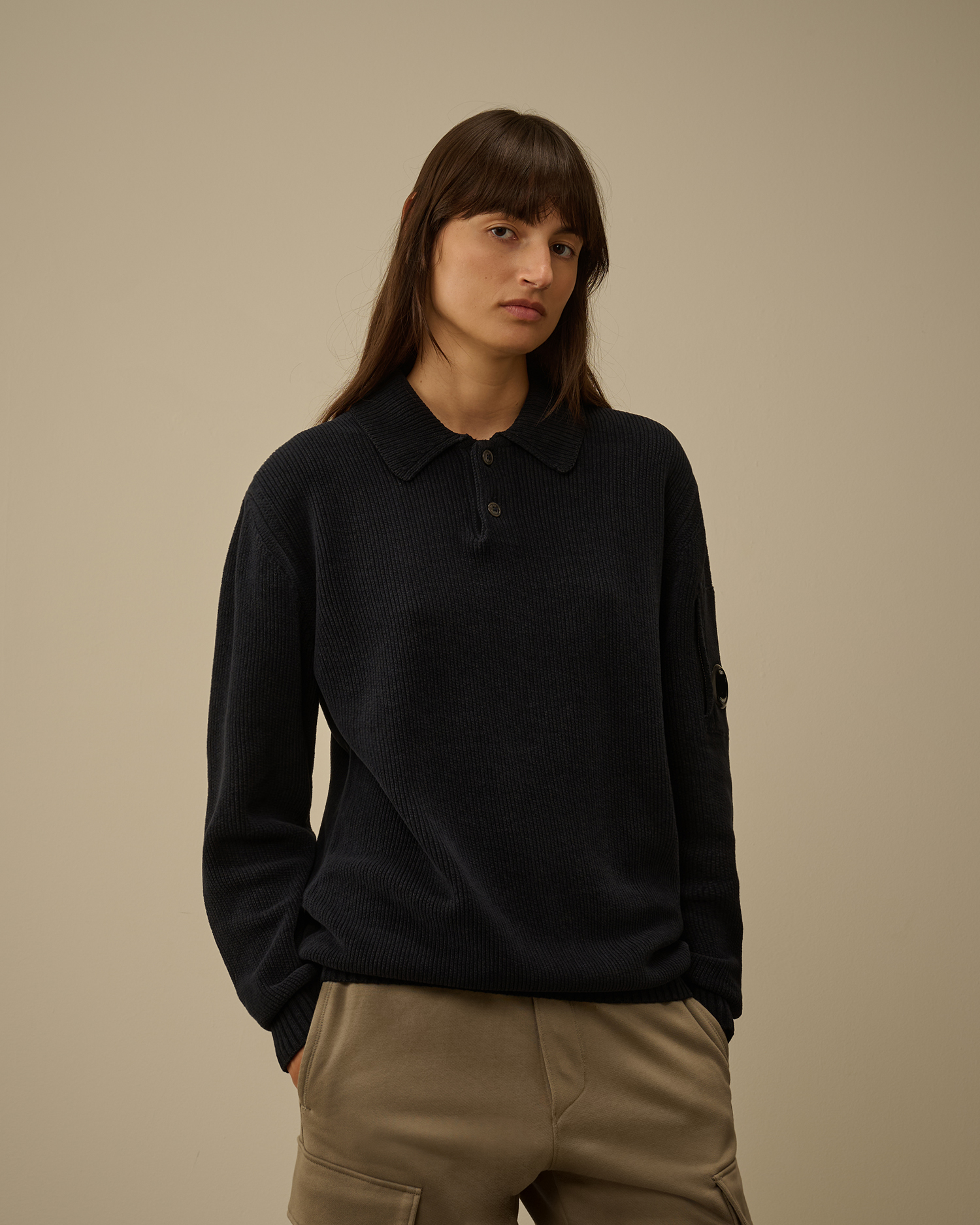 Blue Cotton Chenille Polo Sweater | CPC JP Online Store
