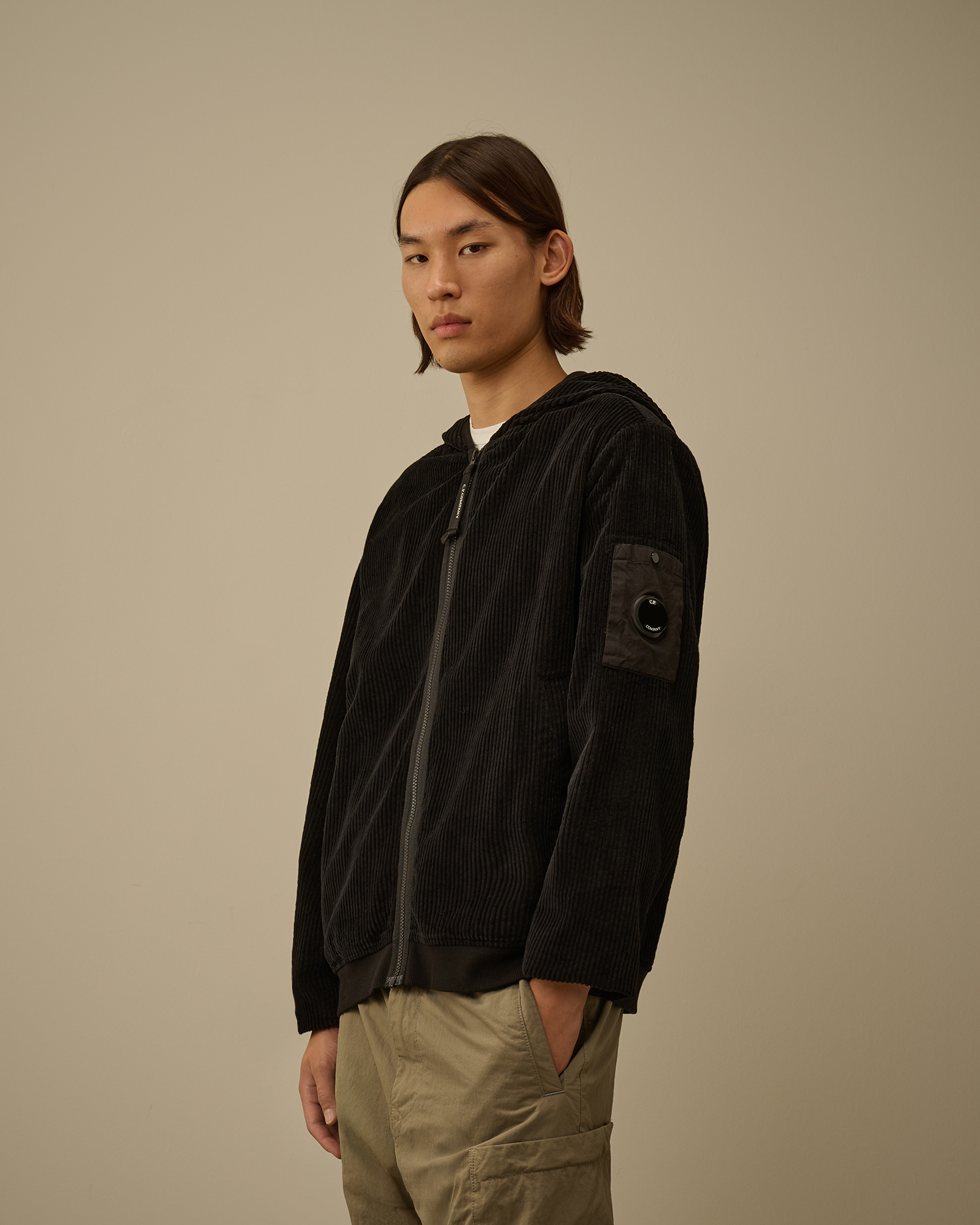 Black Corduroy 350 Full Zip Hooded Sweatshirt | CPC JP Online Store