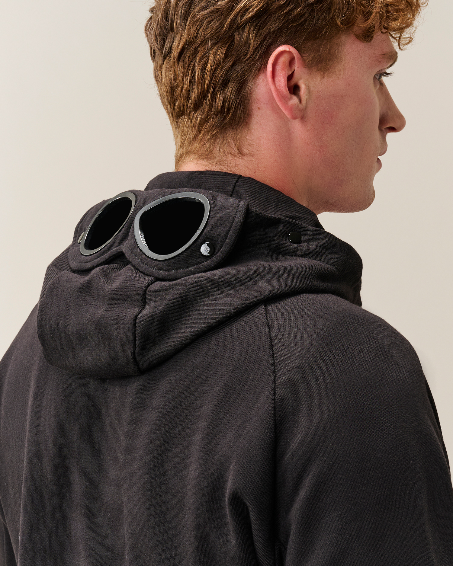 Black Diagonal Raised Fleece Goggle Zip Sweatshirt | CPC USCA