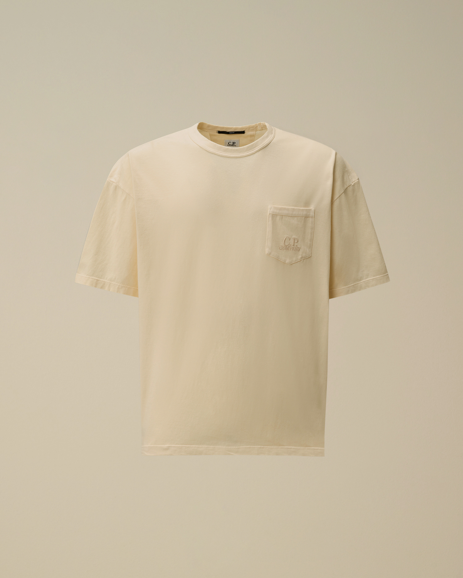 Beige 20/1 Jersey Short Sleeve Boxy Chest Pocket T-Shirt | CPC