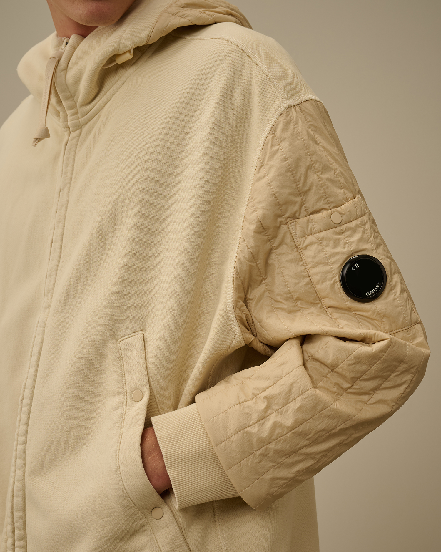 ジャケット・アウター PROFESSIONAL CPN HOODIE SET UP (BEIGE) Diagonal Raised Fleece Mixed Full Zip Hooded Sweatshirt | CPC USCA
