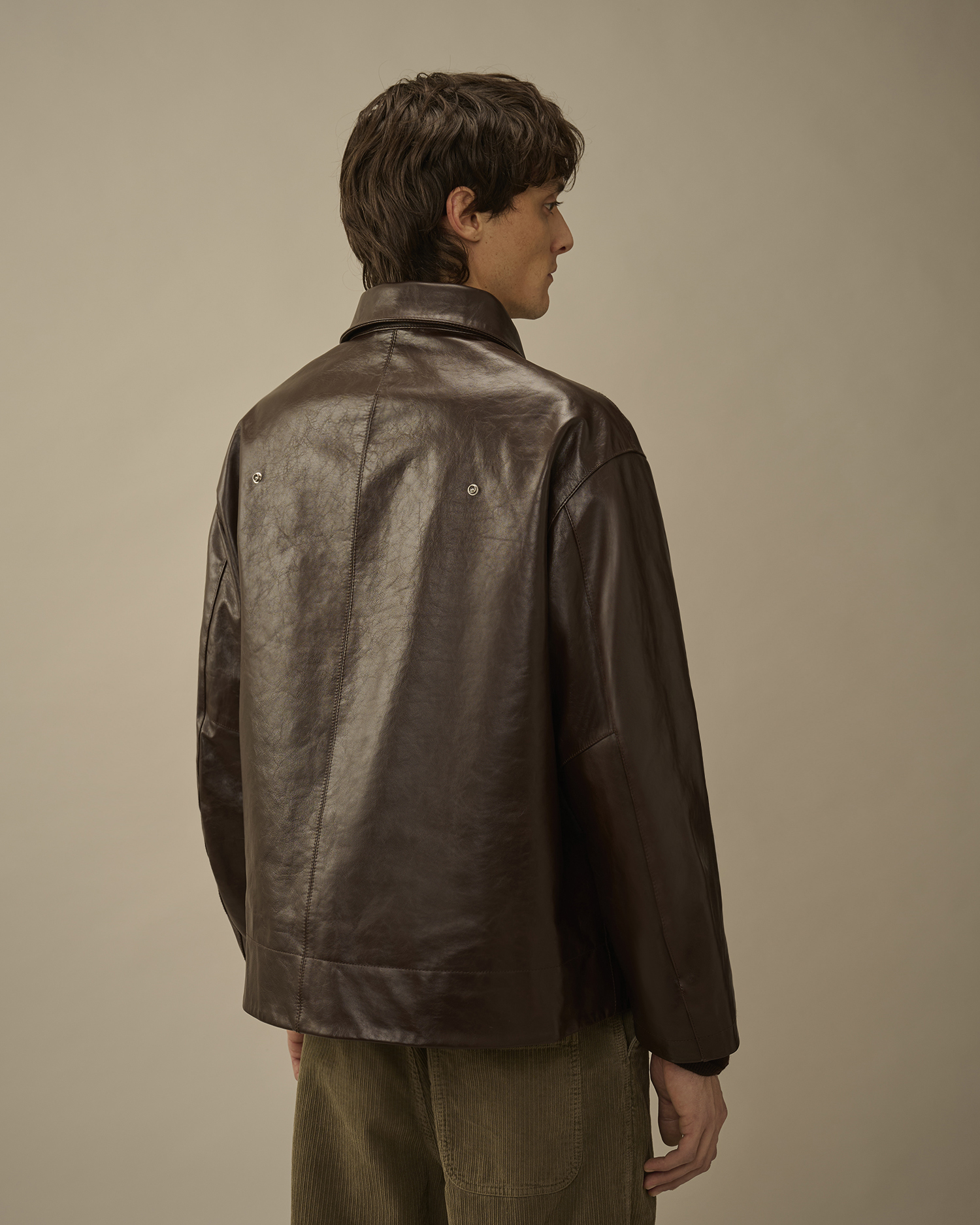 Brown Our Legacy WORK SHOP x C.P. Company Leather Anorak | CPC UK 