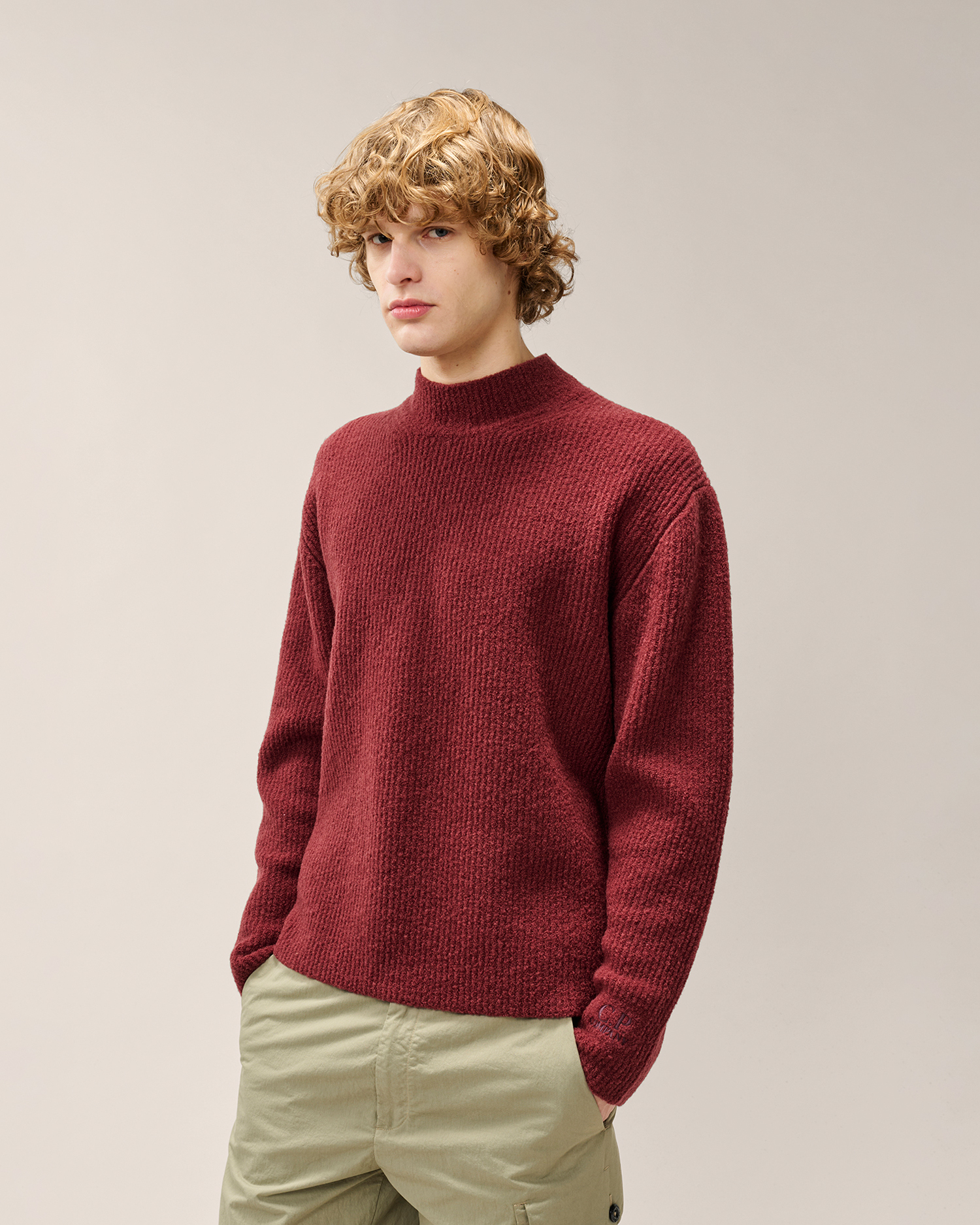 Red Bouclè Felted Yarn Logo Sweater | CPC USCA Online Store