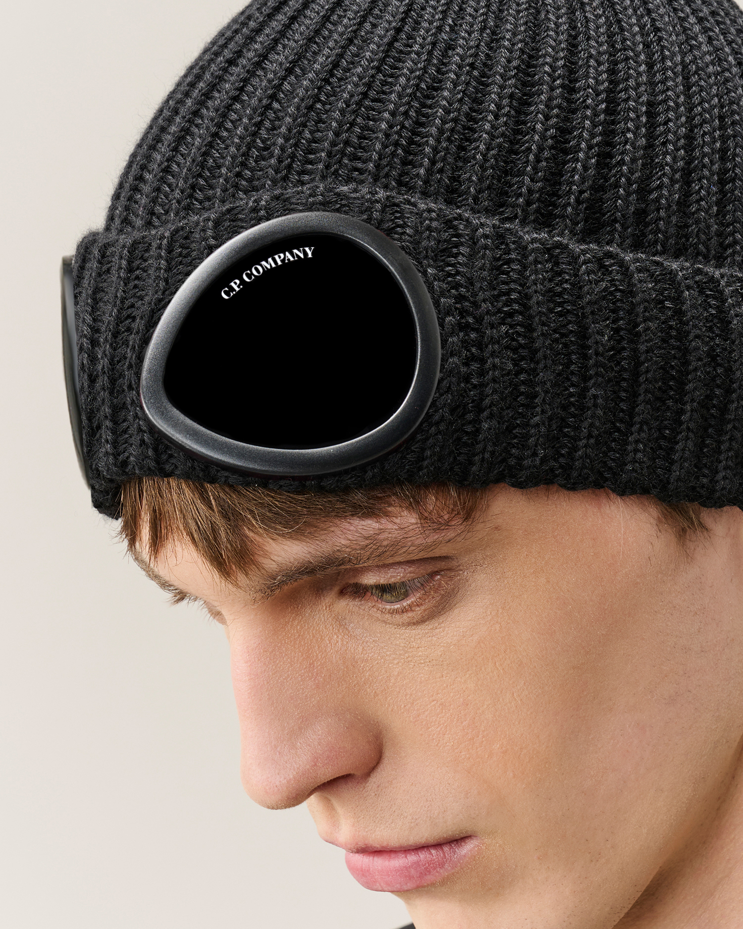 Black Extrafine Merino Wool Goggle Beanie | CPC DEAT Online Store