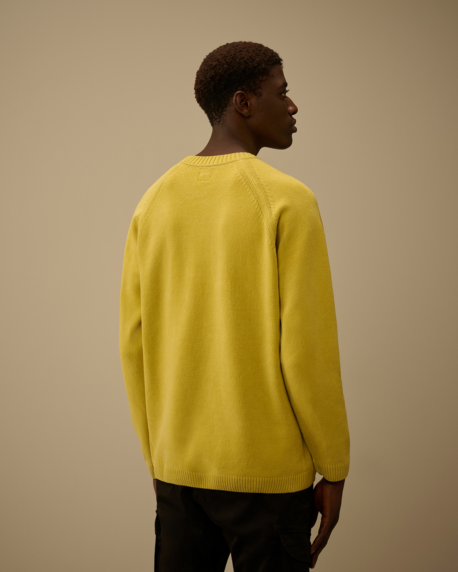 Yellow Cotton Chenille Crewneck Lens Sweater | CPC ROW Online Store