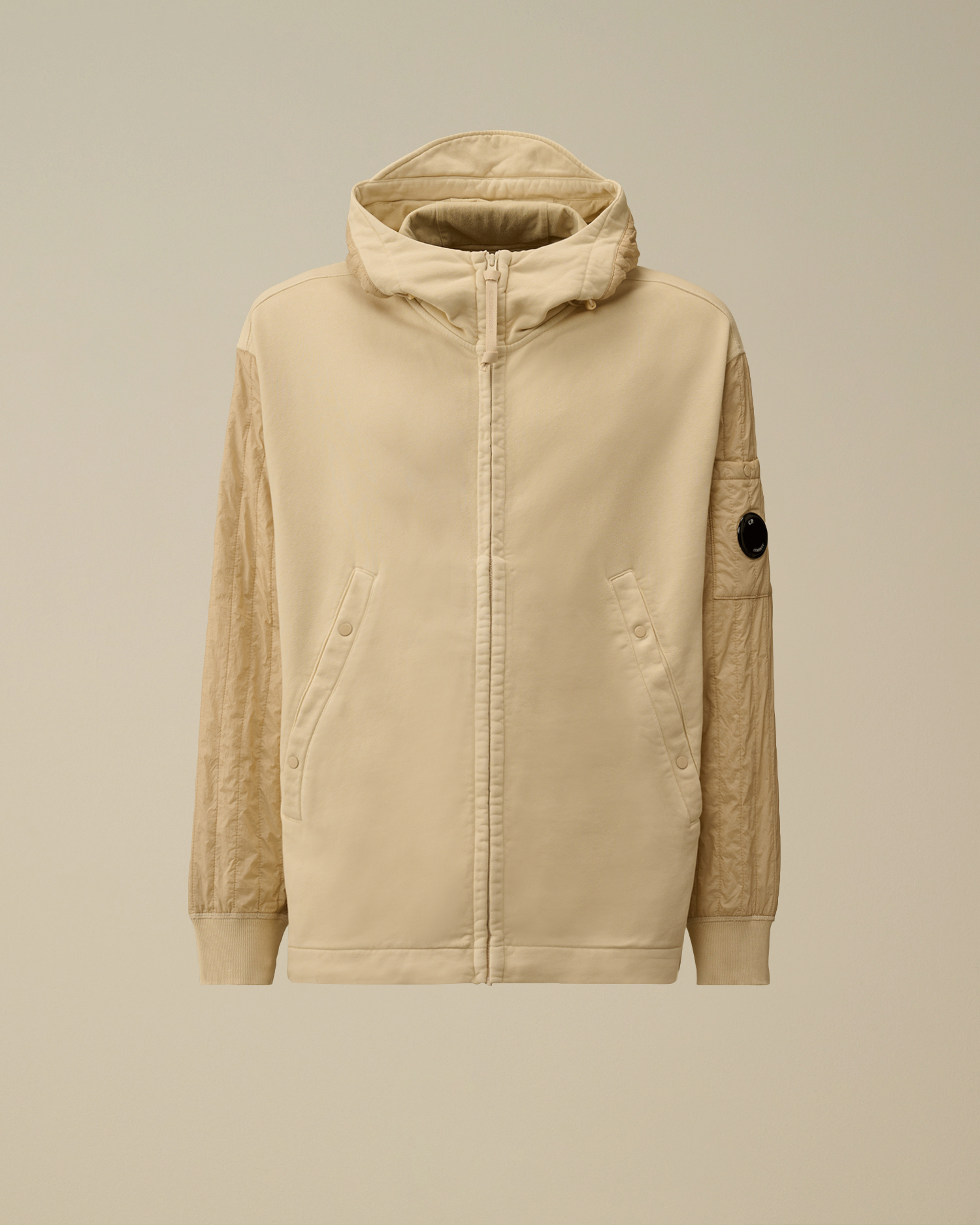 Diagonal Raised Fleece Mixed Full Zip Hooded Sweatshirt | CPC USCA