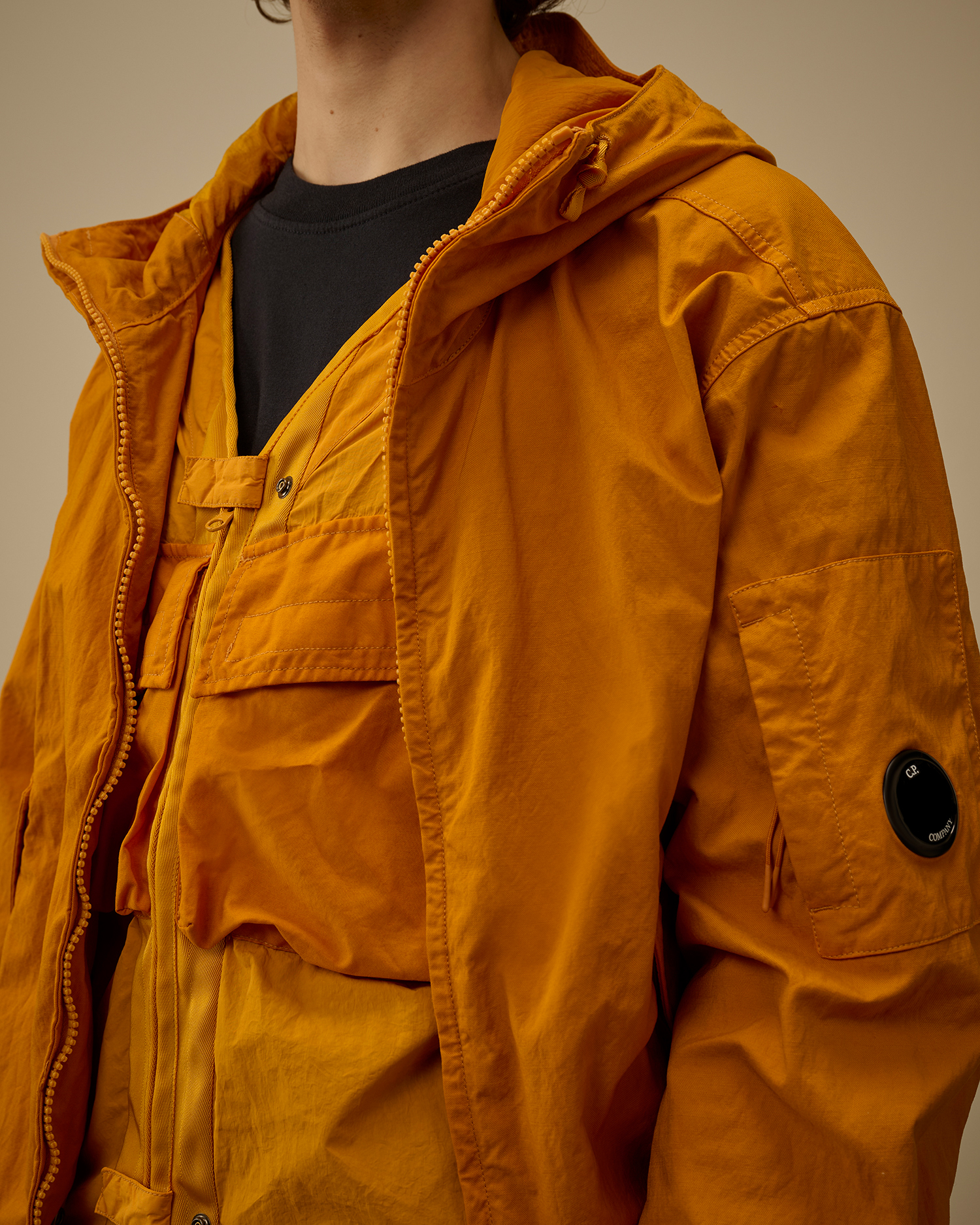 ORANGE Twill Hooded Lens Jacket - C.P. Company