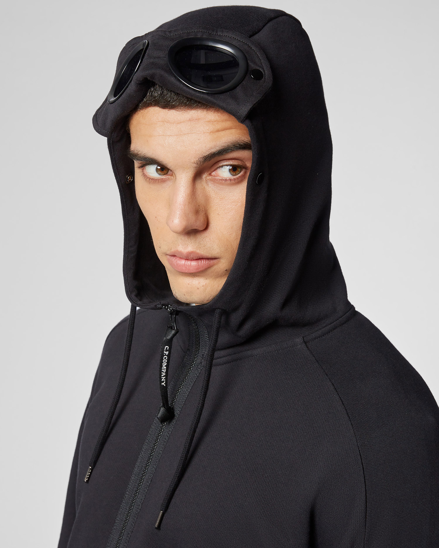 cp company full zip goggle hoodie