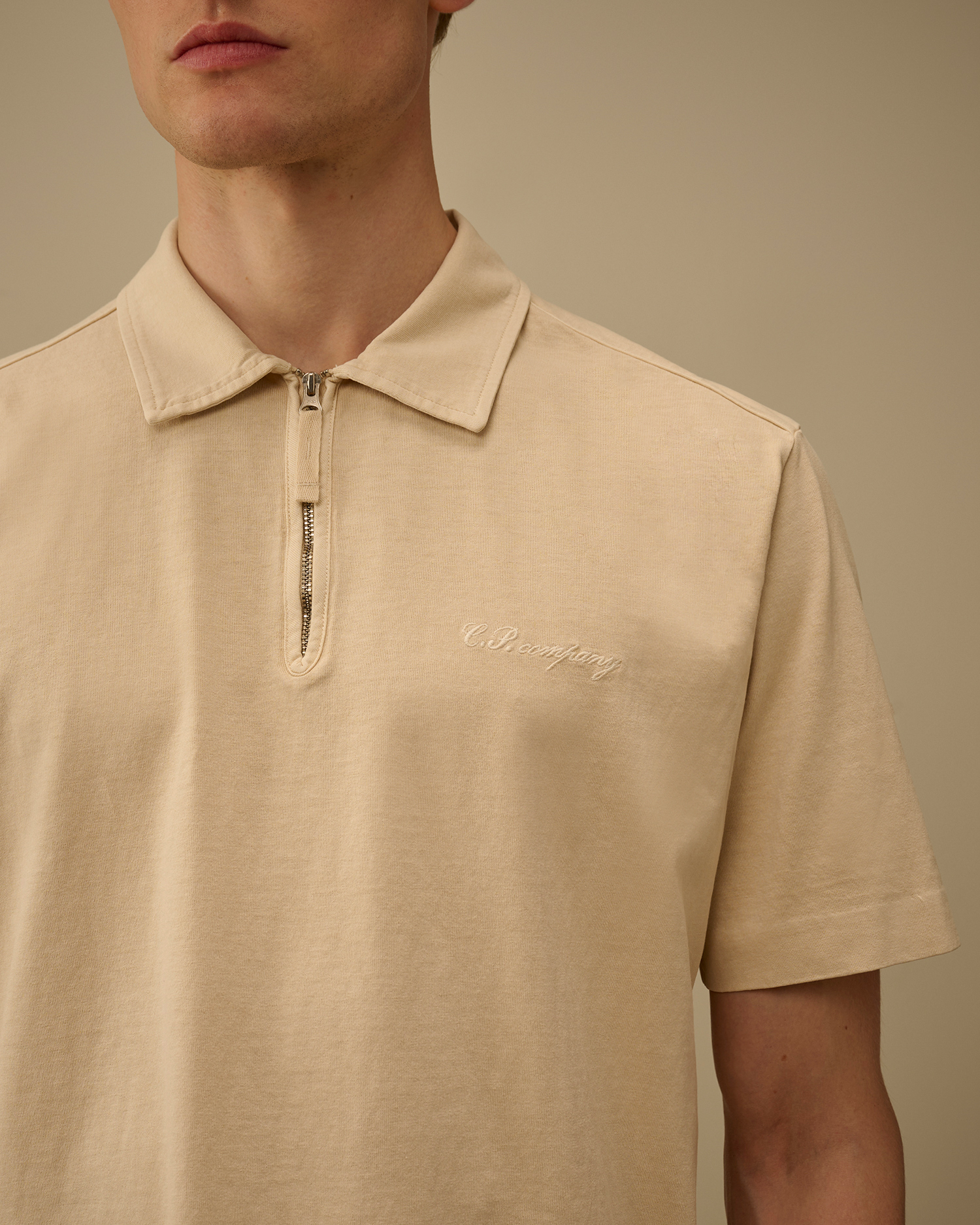 White 1020 Jersey Short Sleeve Half Zip Polo | CPC USCA Online Store