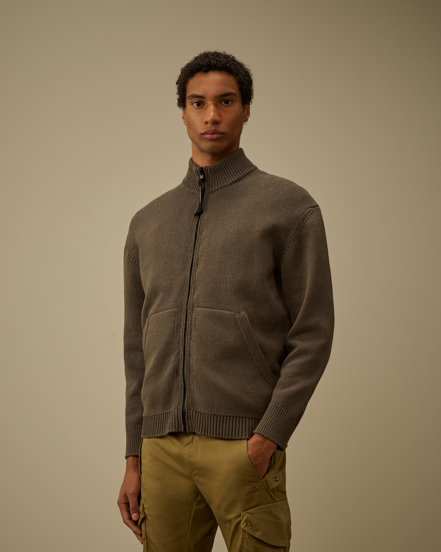 Grey Cotton Mixed Zipped Cardigan | CPC UK Online Store
