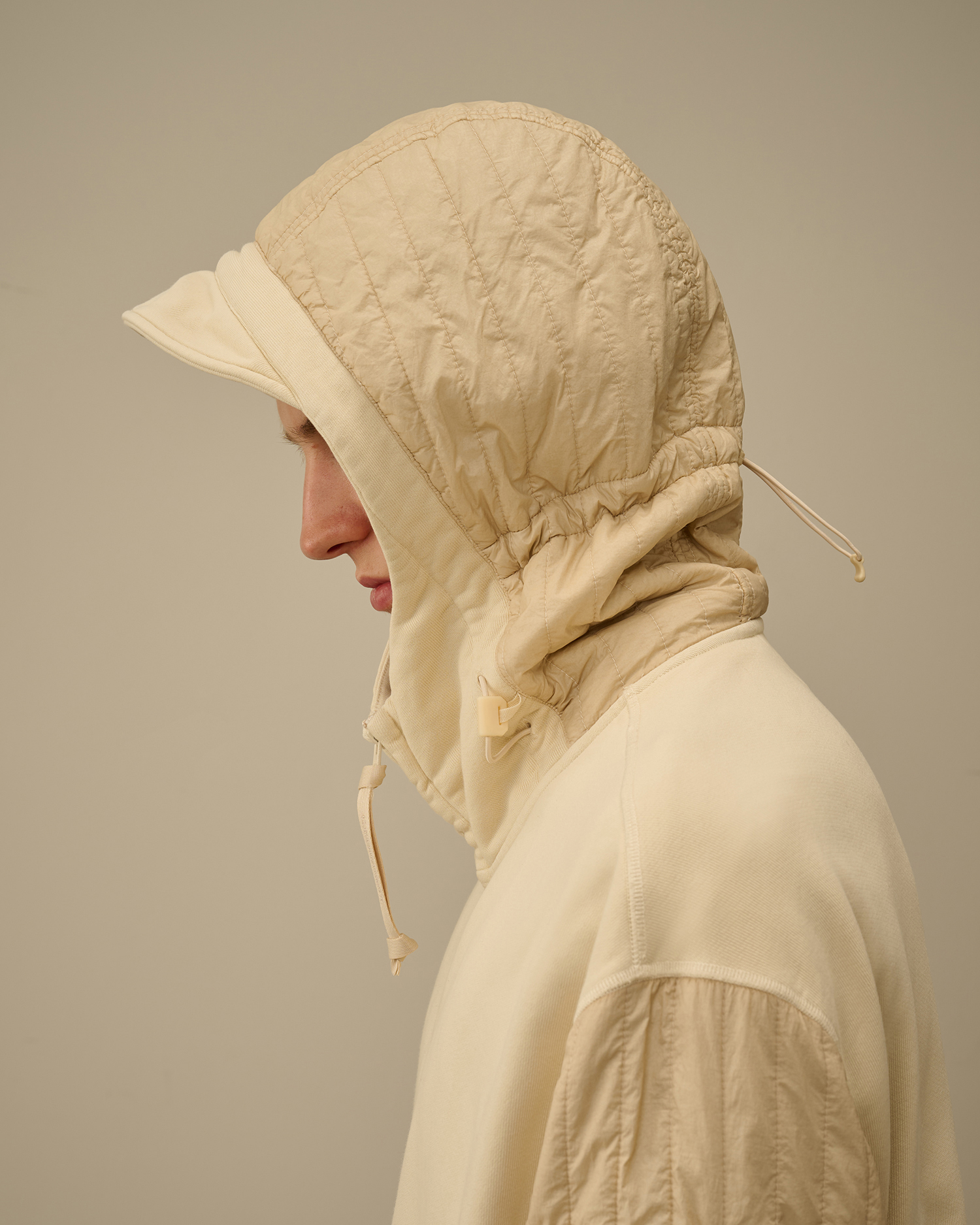 Diagonal Raised Fleece Mixed Full Zip Hooded Sweatshirt | CPC USCA