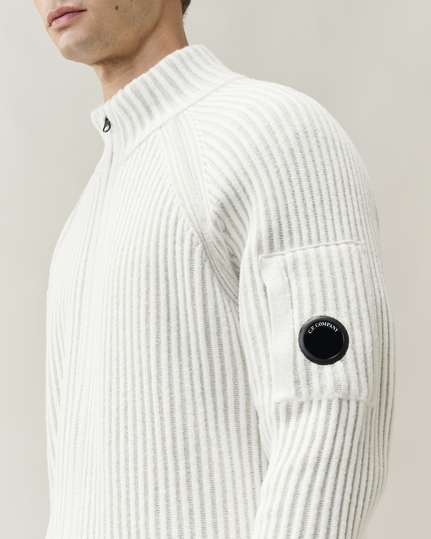 White Fleece Knit Lens Full Zip Cardigan | CPC KR Online Store