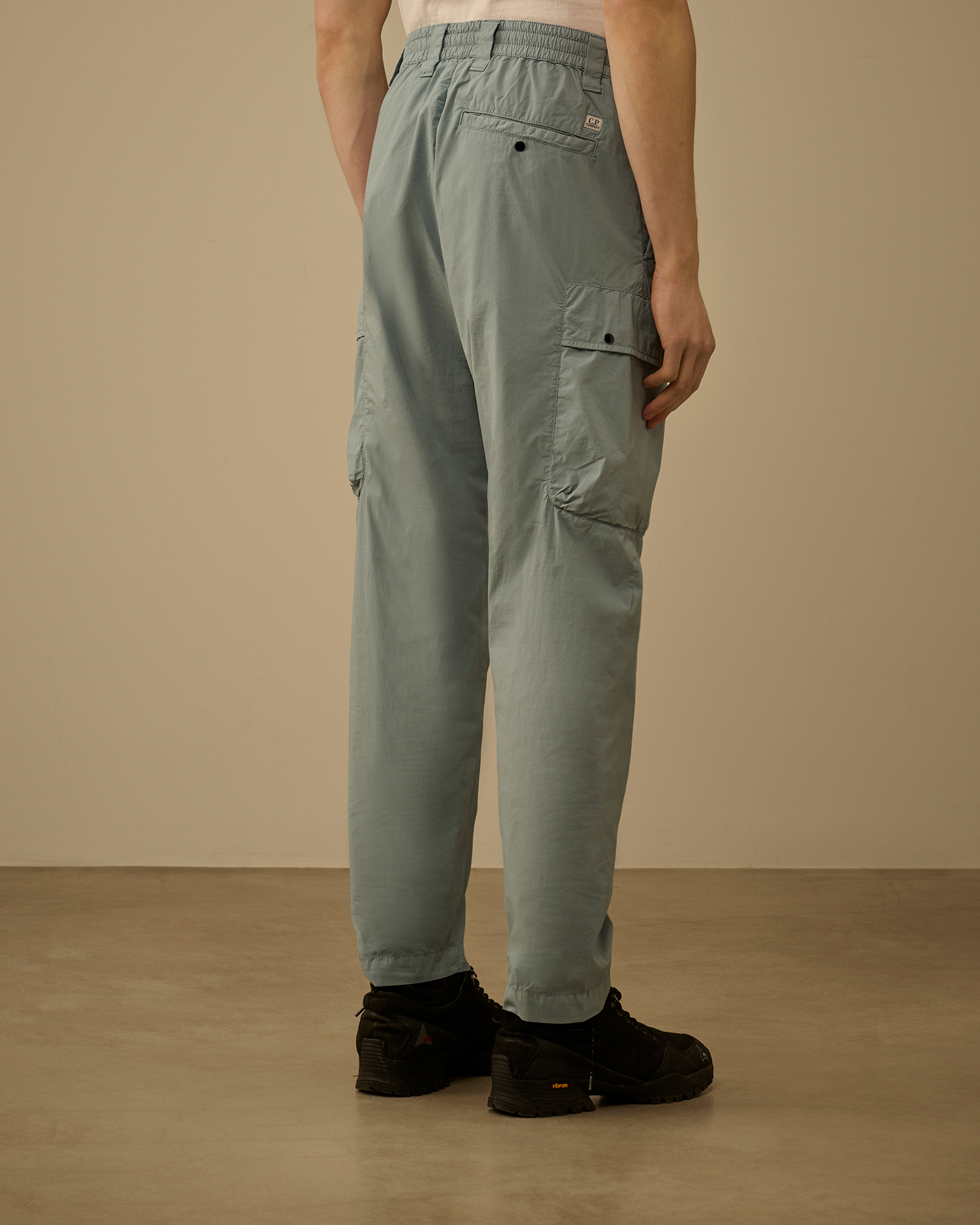 Light-blue 50 Fili Stretch Elasticated Lens Cargo Pants | CPC JP