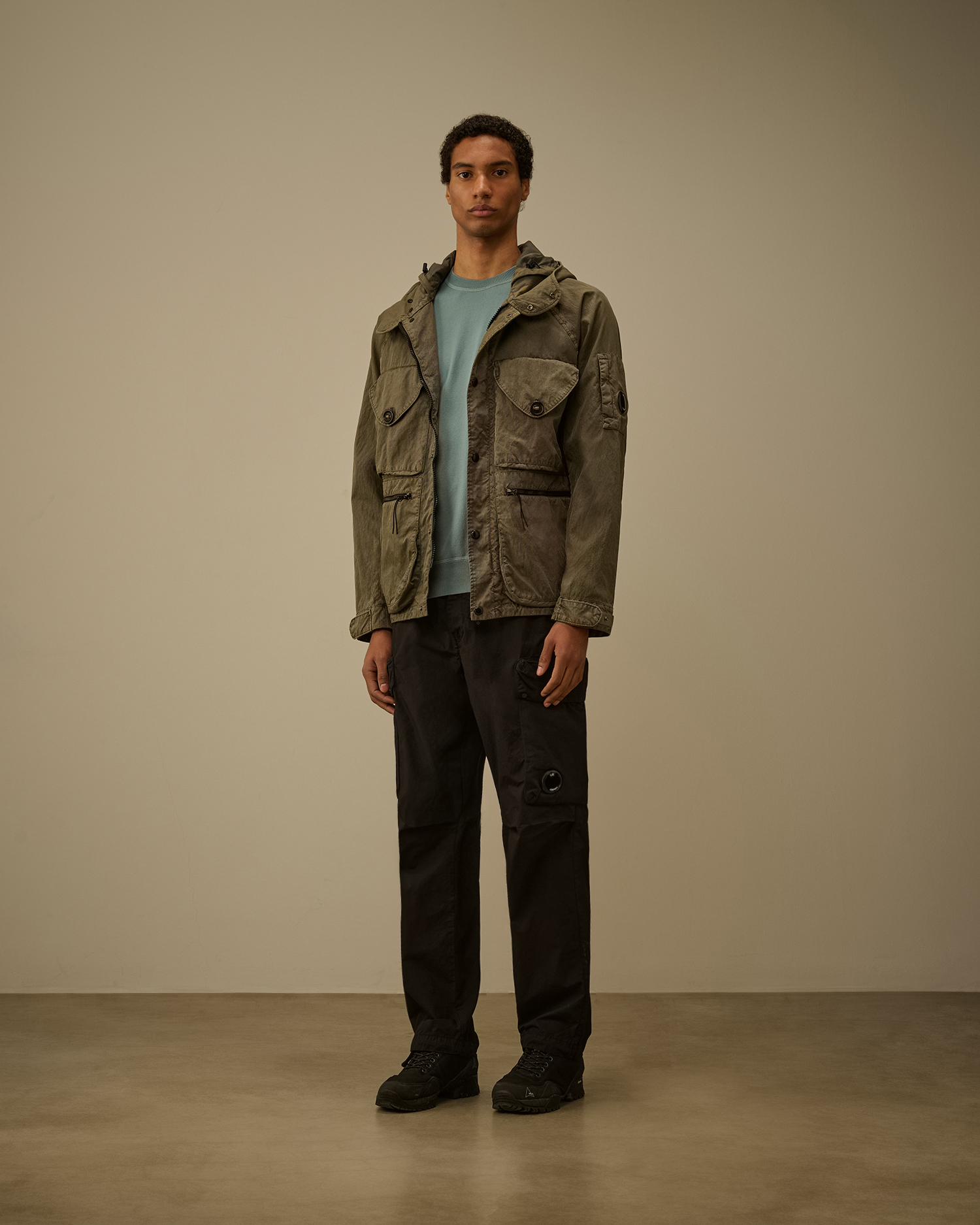 Black Micro-Reps Boxy Cargo Lens Pants | CPC USCA Online Store