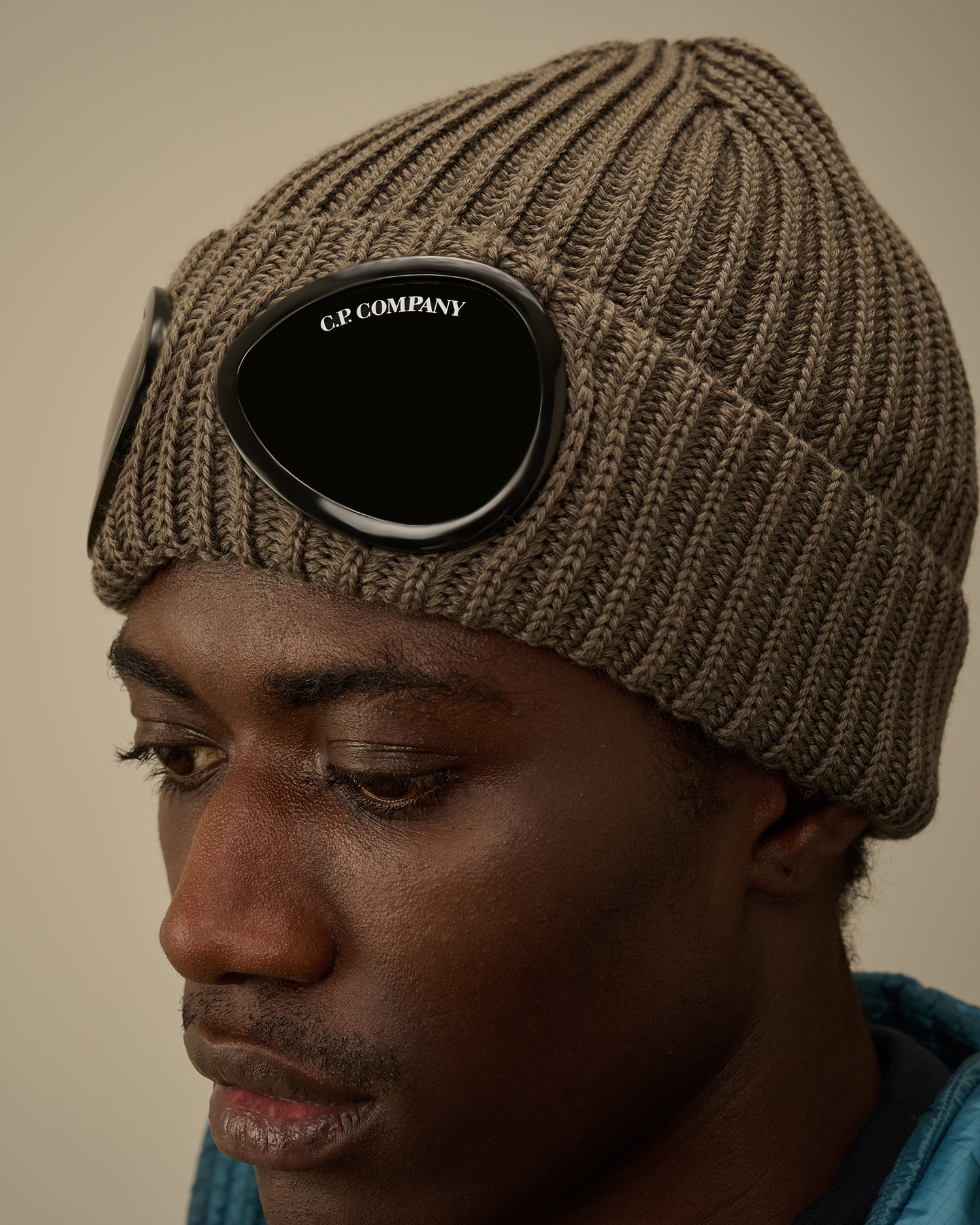 Beige Extrafine Merino Wool Goggle Beanie | CPC USCA Online Store