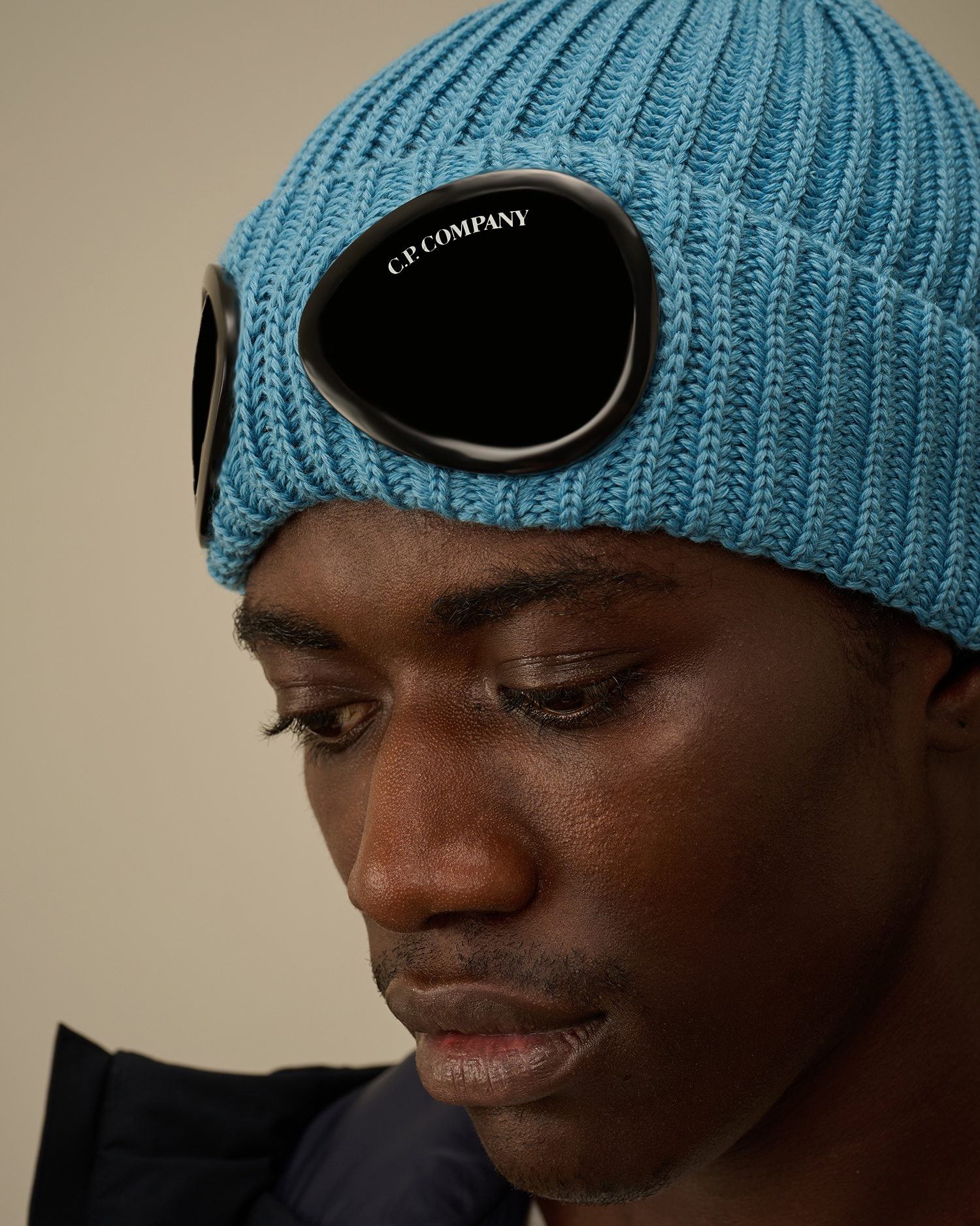 Light-blue Extrafine Merino Wool Goggle Beanie | CPC USCA Online Store