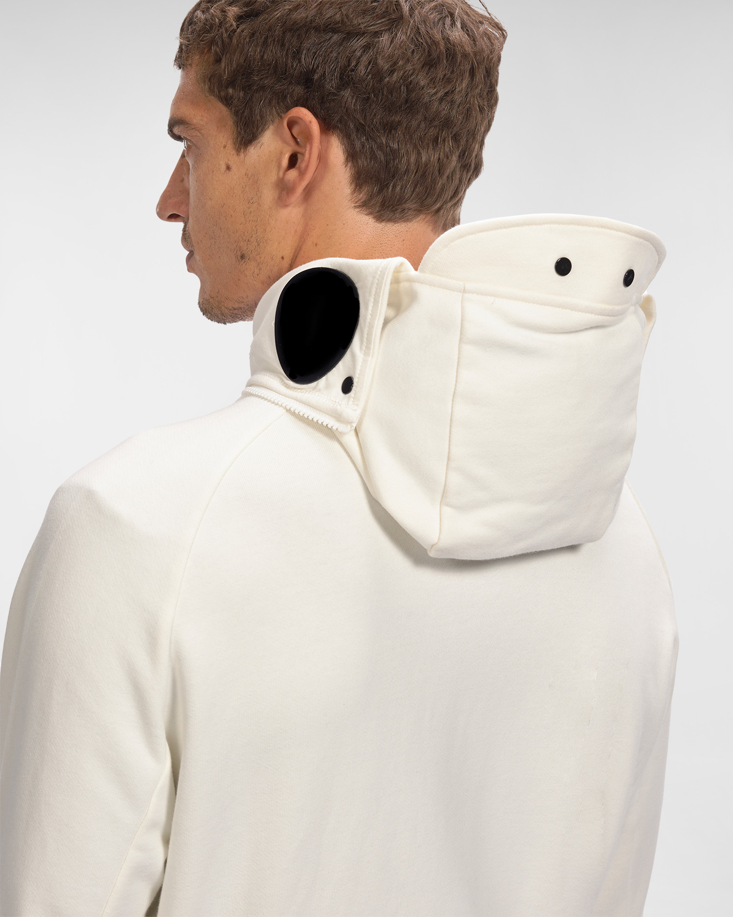 diagonal raised fleece zipped goggle hoodie