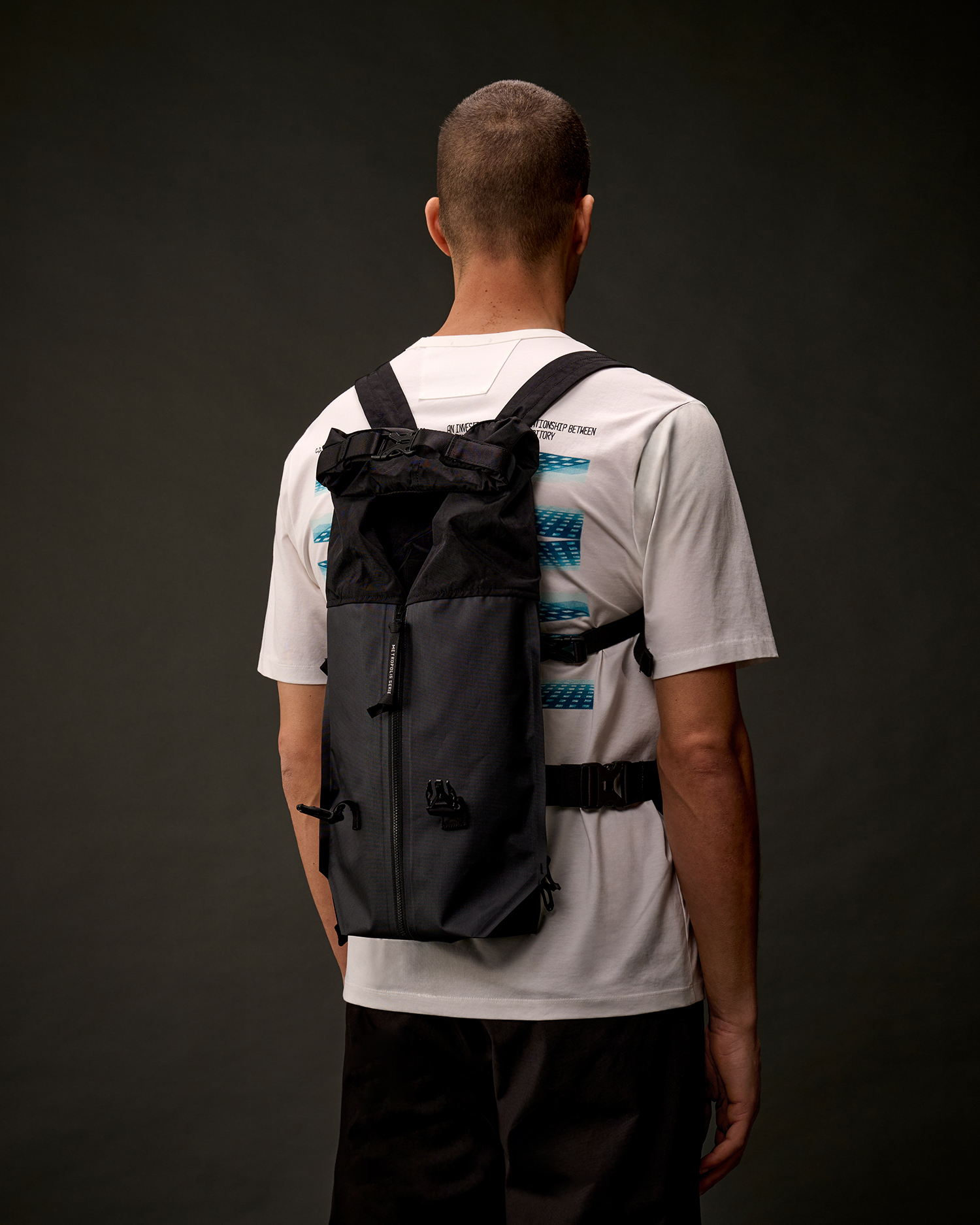 Black Metropolis Series Rubber Reps Mixed Transformable Backpack