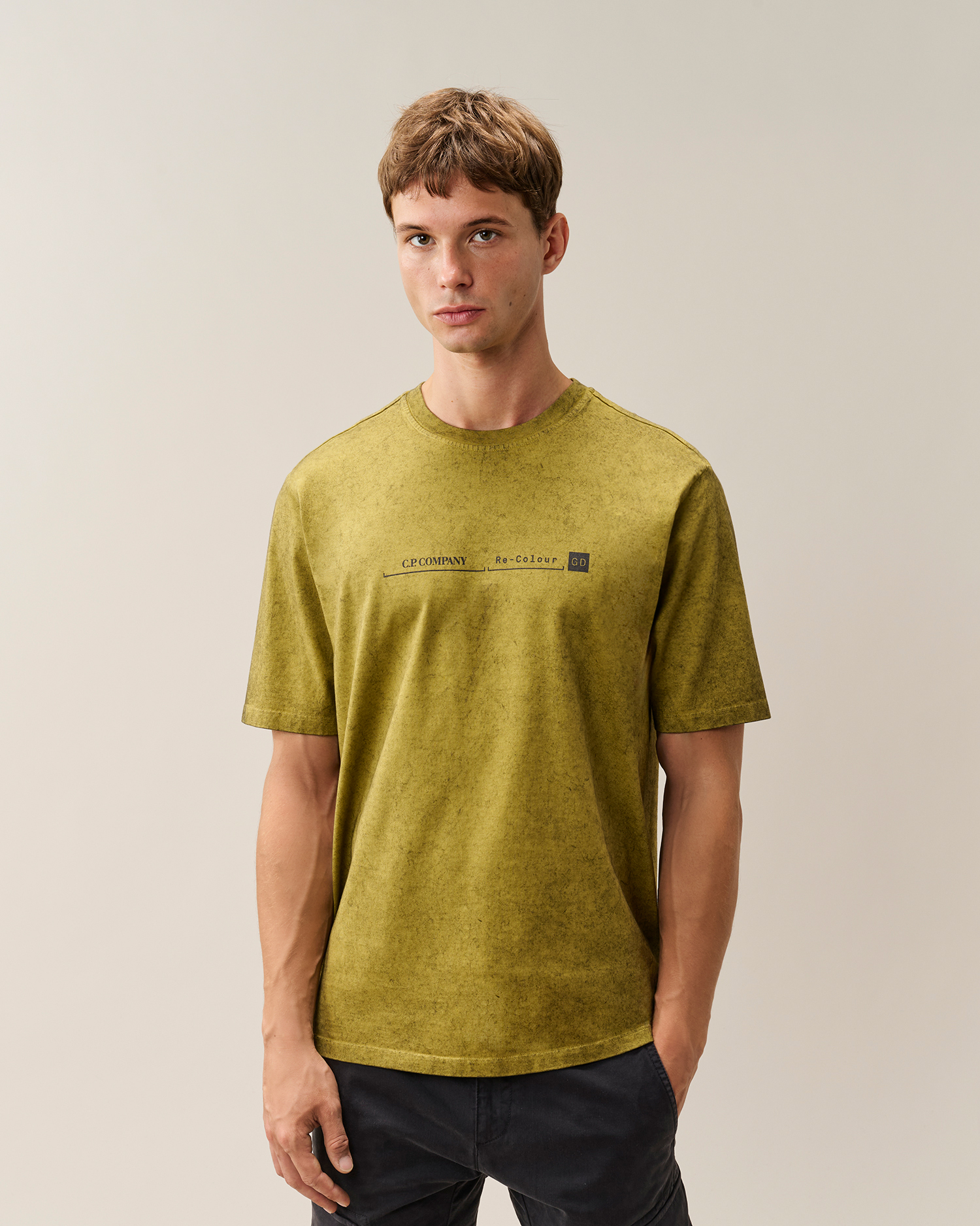 Beige 30/2 Mercerized Jersey Twisted Short Sleeve Re-Colour T