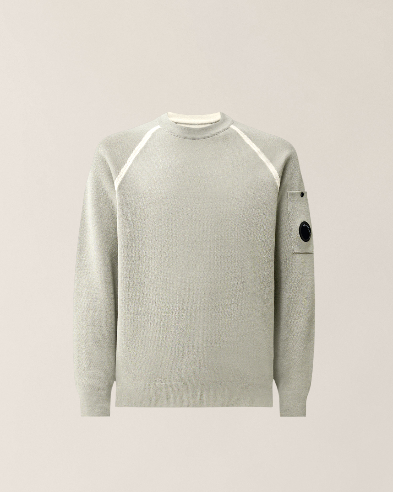 Grey Double Cotton Knit Lens Crewneck Sweater | CPC JP Online Store