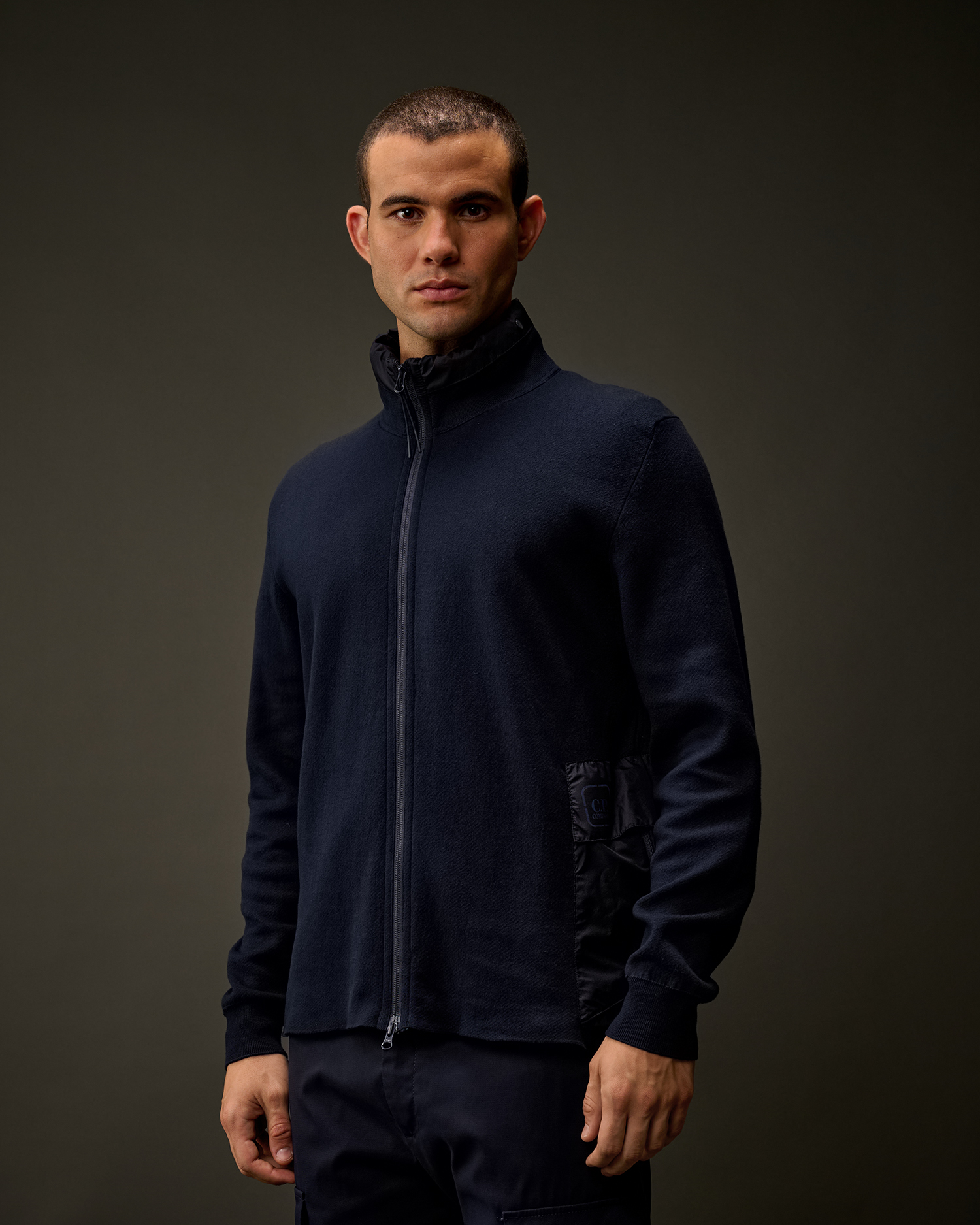 The Metropolis Series Cotton Double Mixed Zipped Hooded Cardigan 