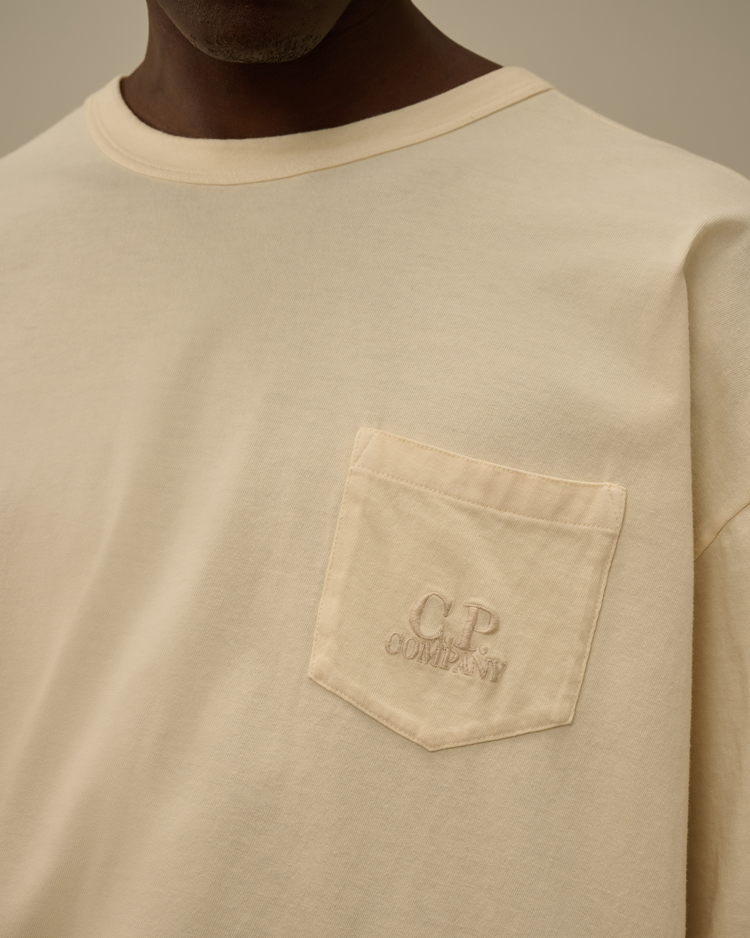 Beige 20/1 Jersey Short Sleeve Boxy Chest Pocket T-Shirt | CPC