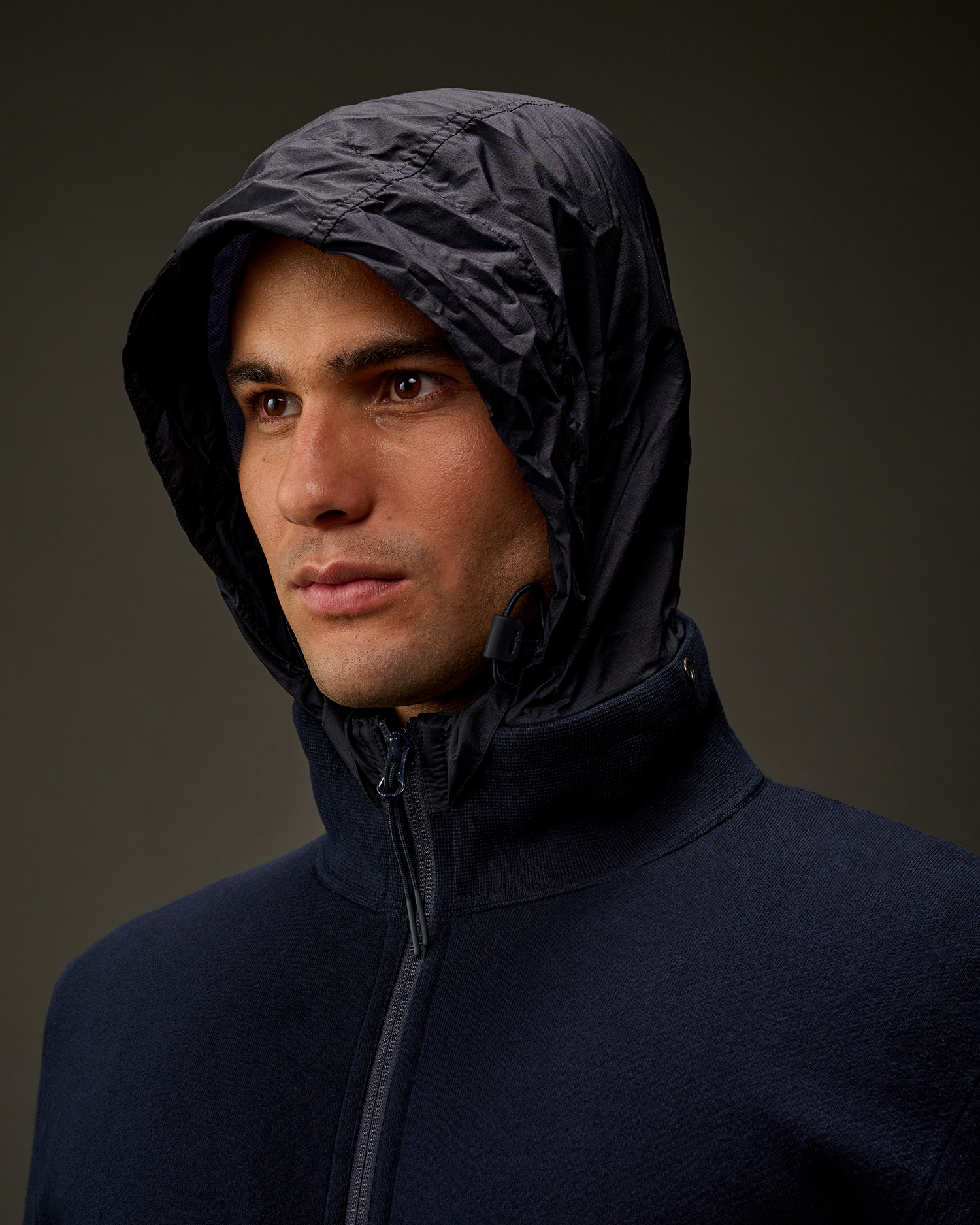 The Metropolis Series Cotton Double Mixed Zipped Hooded Cardigan  